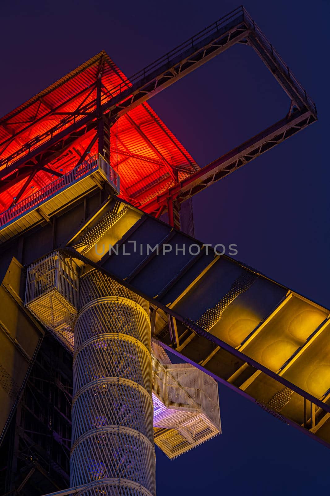 Old coalmine top of tower in Belgium Genk Winterslag Night picture by mlechanteur