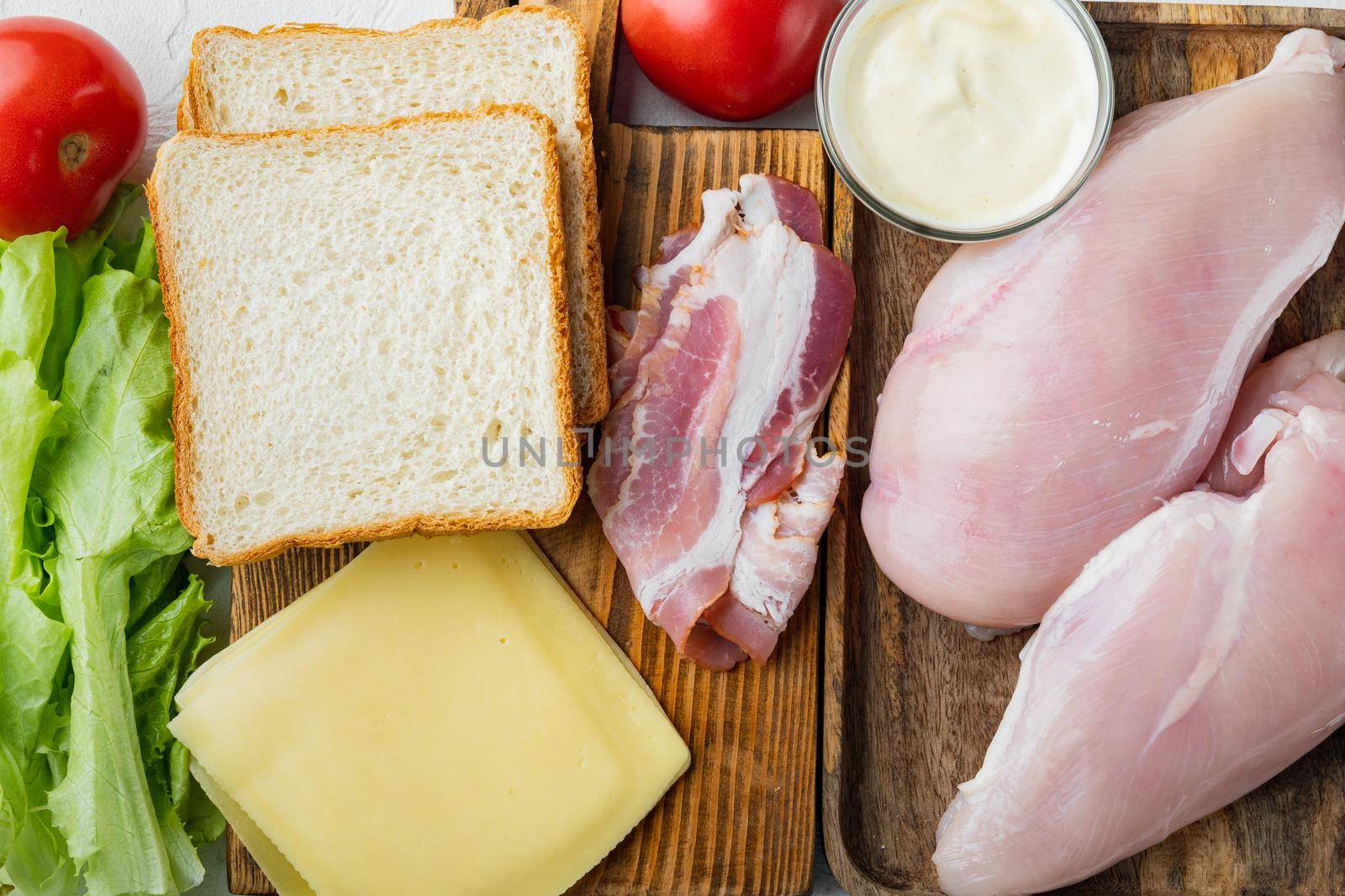 Club sandwich ingredient, on white background
