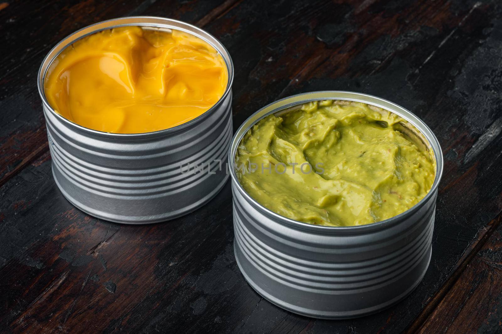 Canned guacamole and cheese dip in can