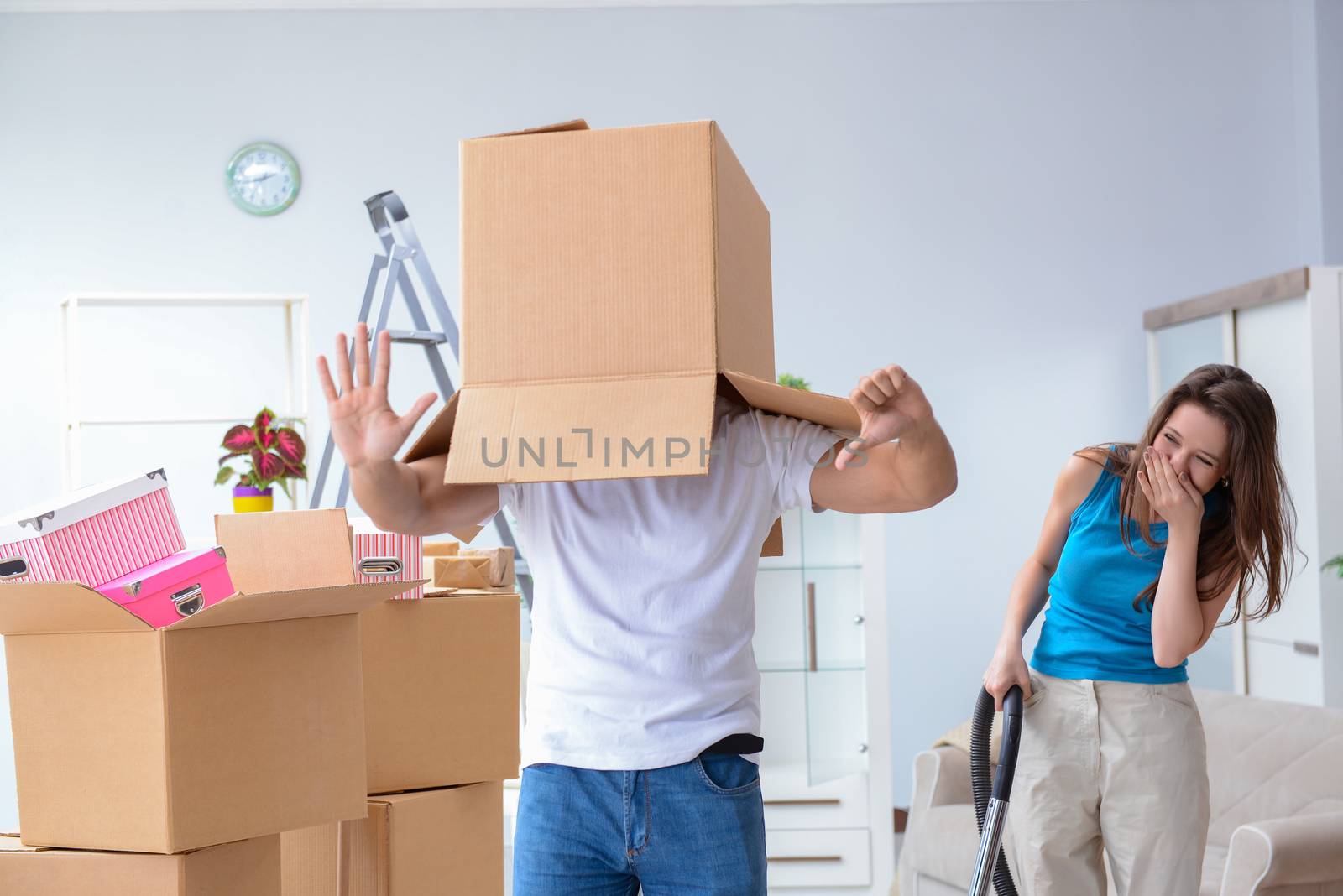 Young family moving to new apartment