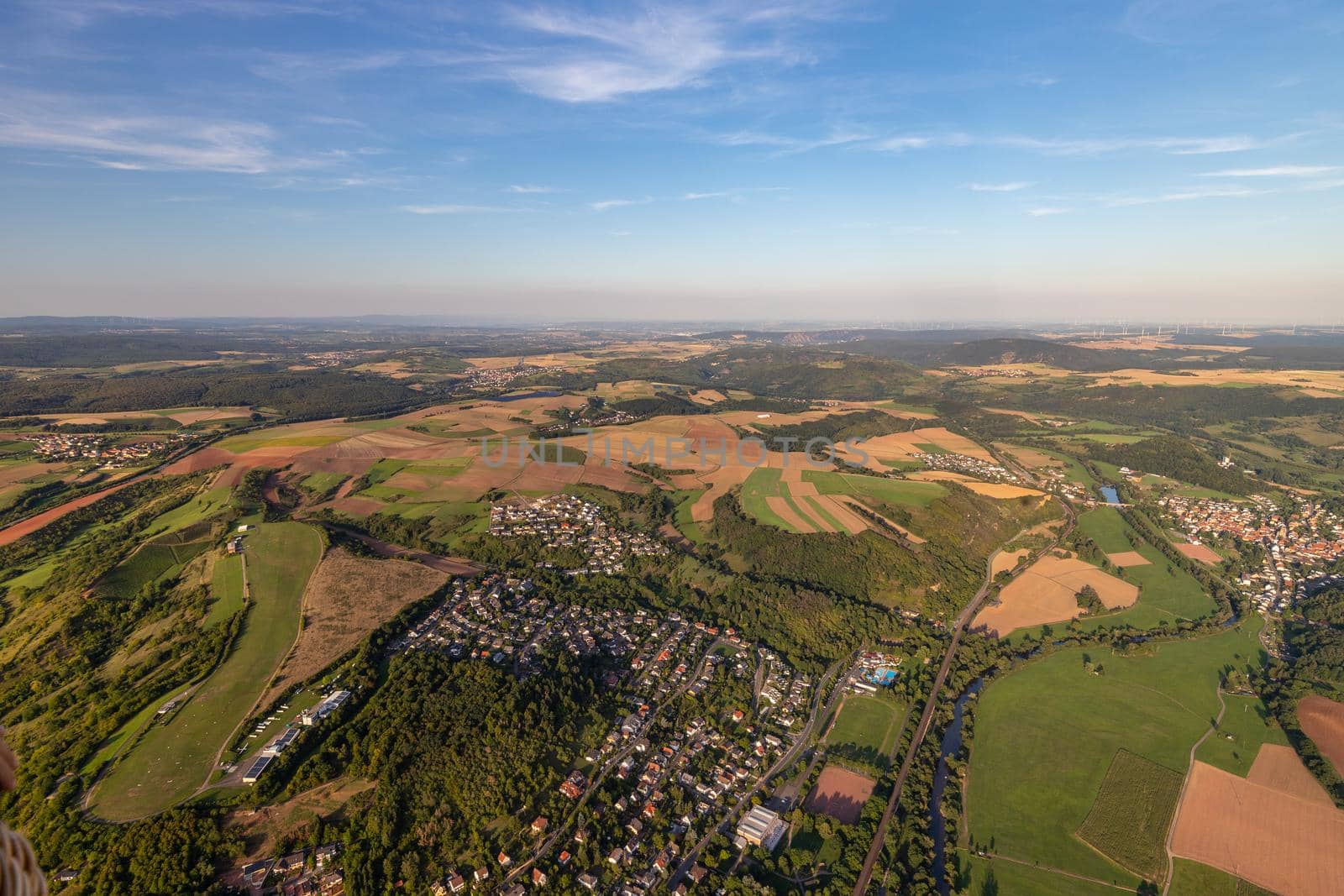 Aerial view at a landscape in Germany, Rhineland Palatinate by reinerc