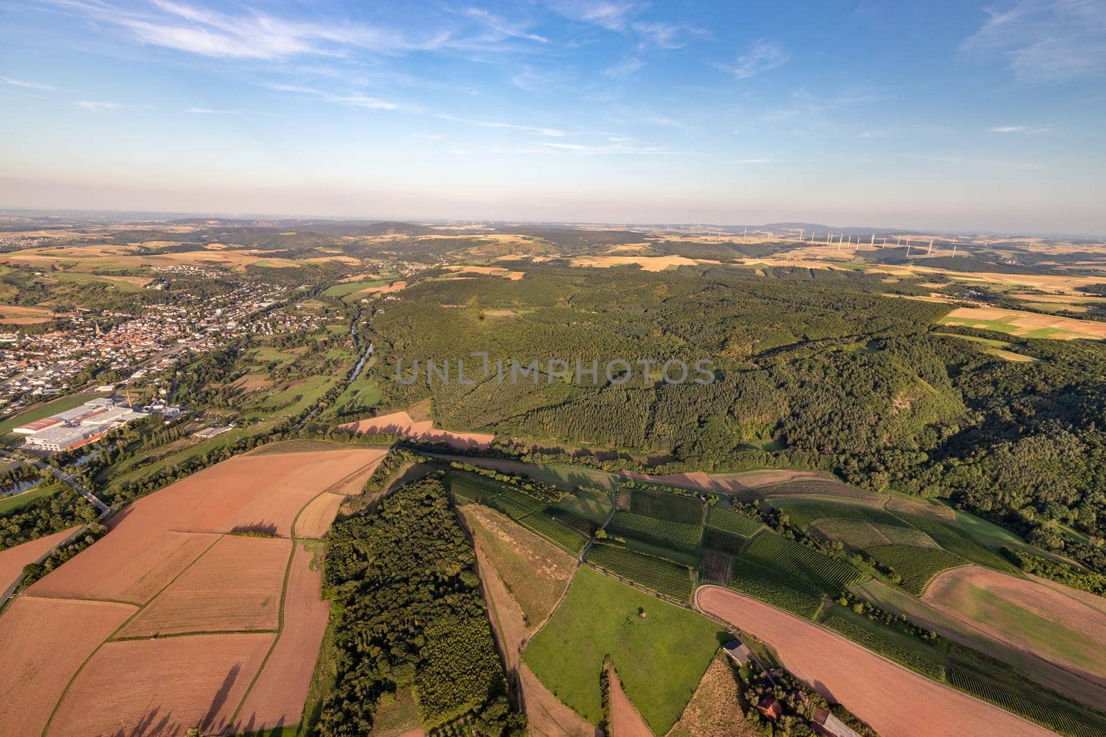 Aerial view at a landscape in Germany, Rhineland Palatinate by reinerc
