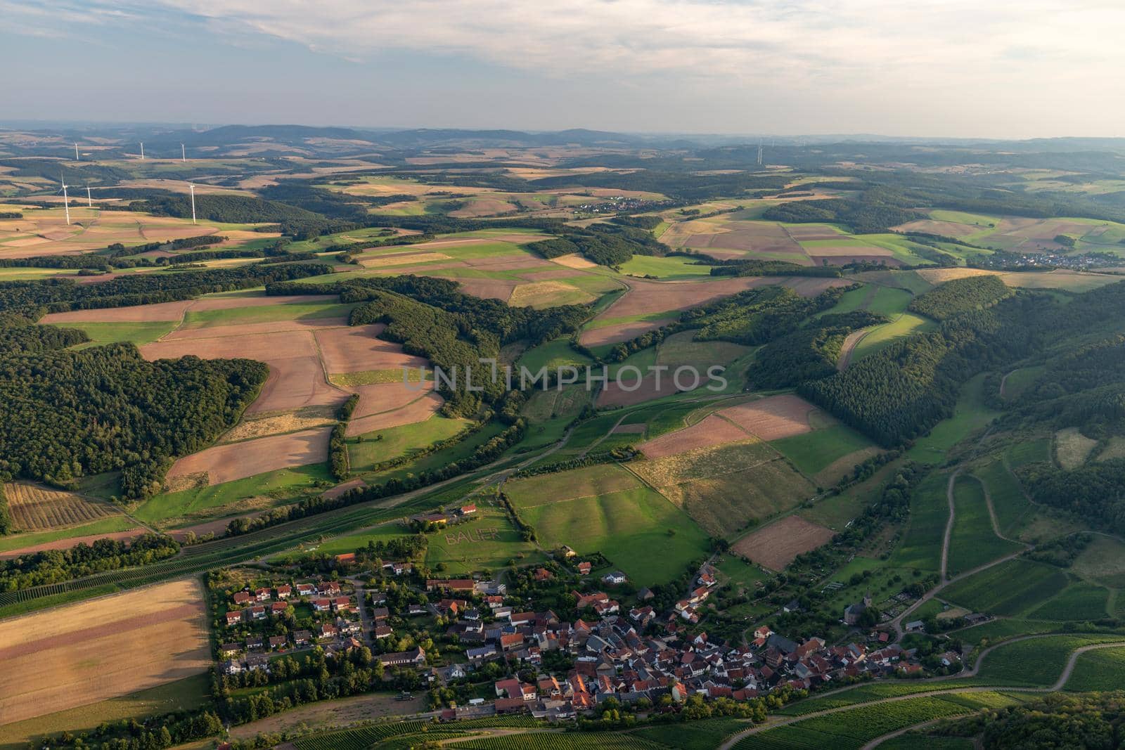 Aerial view at a landscape in Germany, Rhineland Palatinate by reinerc