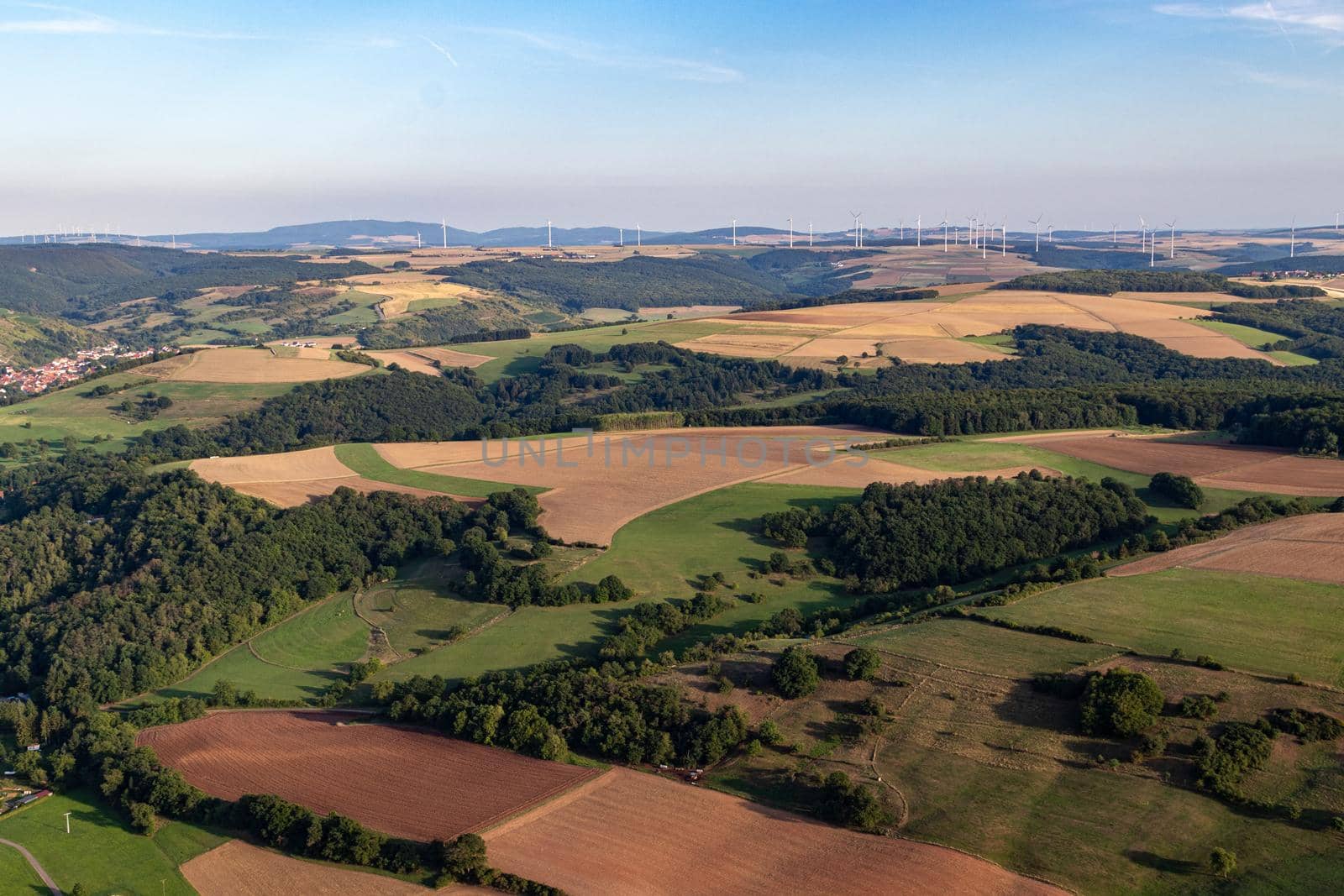 Aerial view at a landscape in Germany, Rhineland Palatinate by reinerc