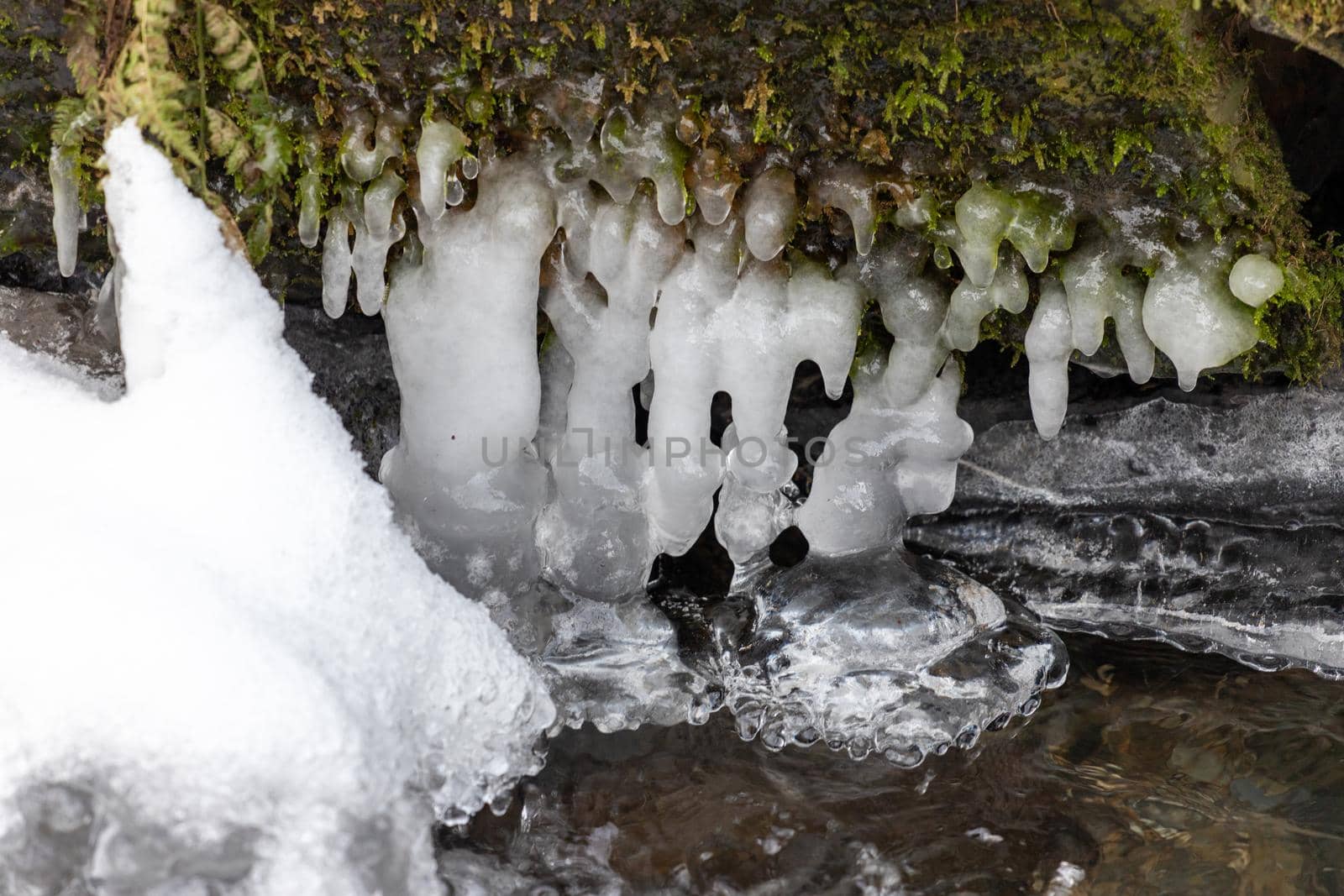 Icicles, ice formations at Tiefenbach near Bernkastel-Kues on the Mosel