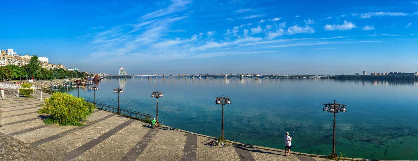 Dnipro, Ukraine 07.18.2020. Dnipro city embankment in Ukraine on a sunny summer day