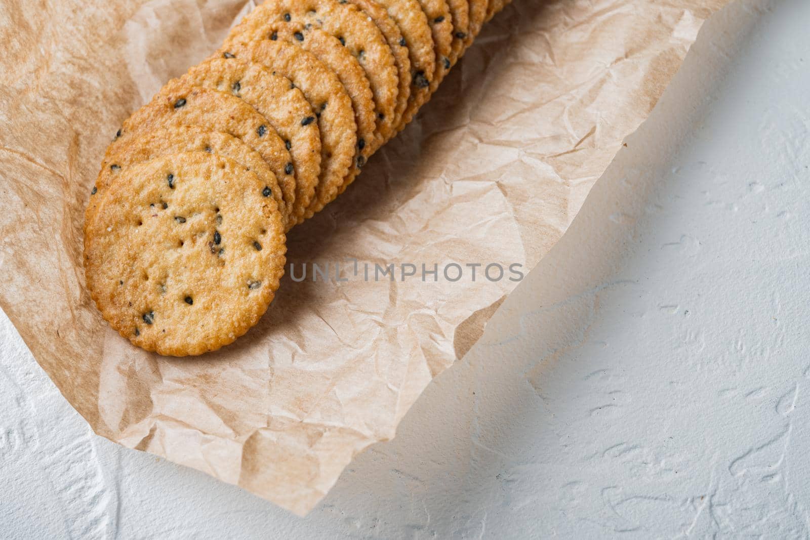 Sesame cookies set, on white background
