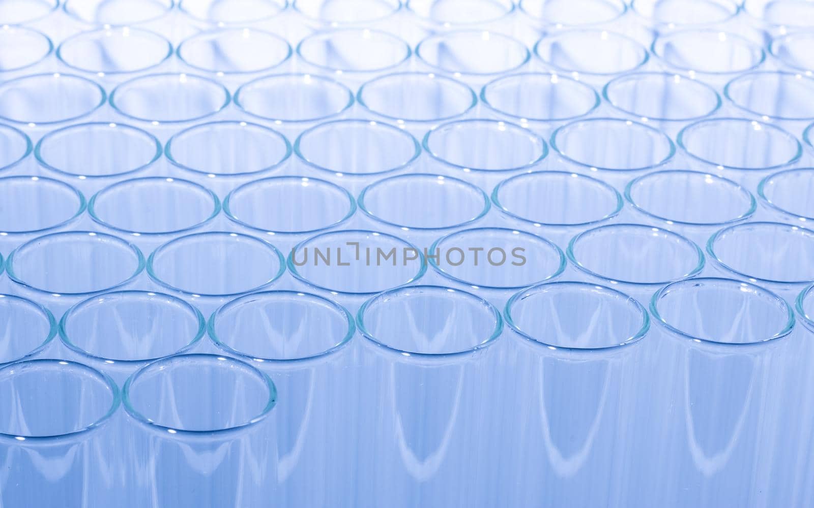 Close up of clean test glasses in chemistry or science laboratory