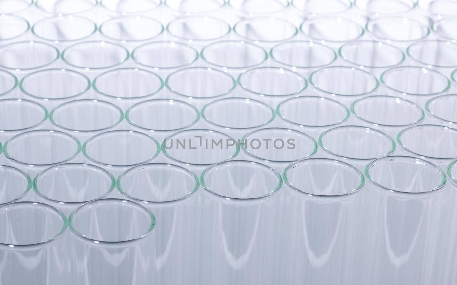 Close up of clean test glasses in chemistry or science laboratory