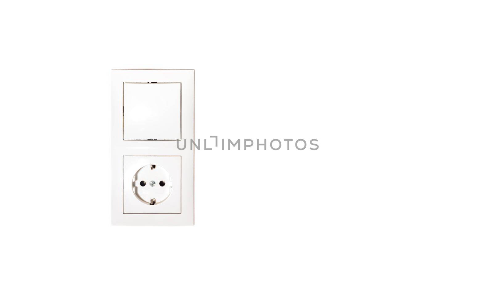 Energy concept: Plug, ready to connect. White cable and plug socket in the blurry background by Daxenbichler