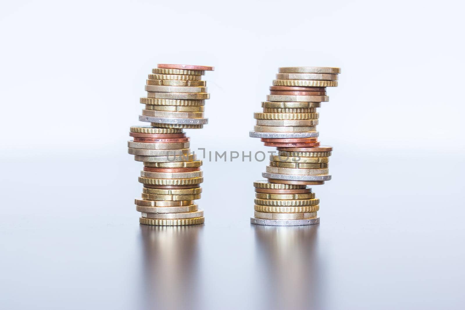 Coins stacked on each other, close up picture, money concept