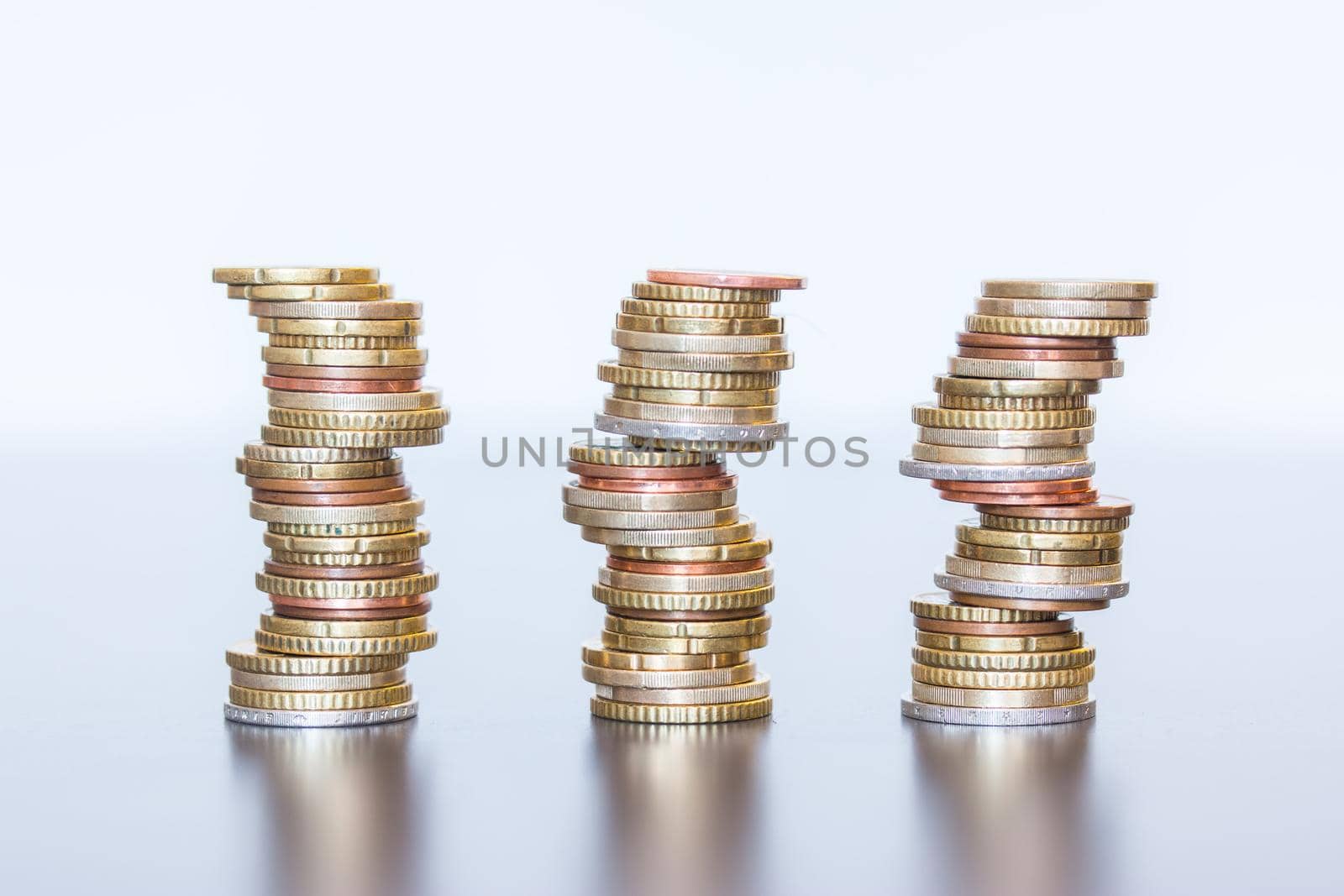 Coins stacked on each other, close up picture, money concept
