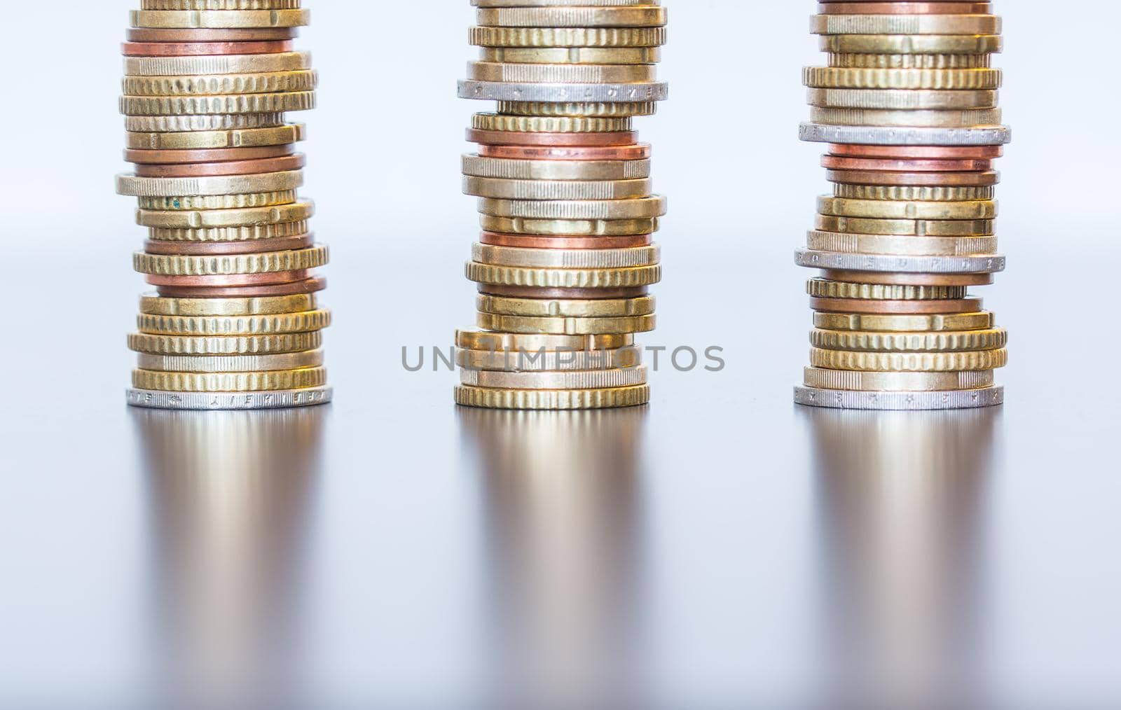 Coins stacked on each other, close up picture, money concept