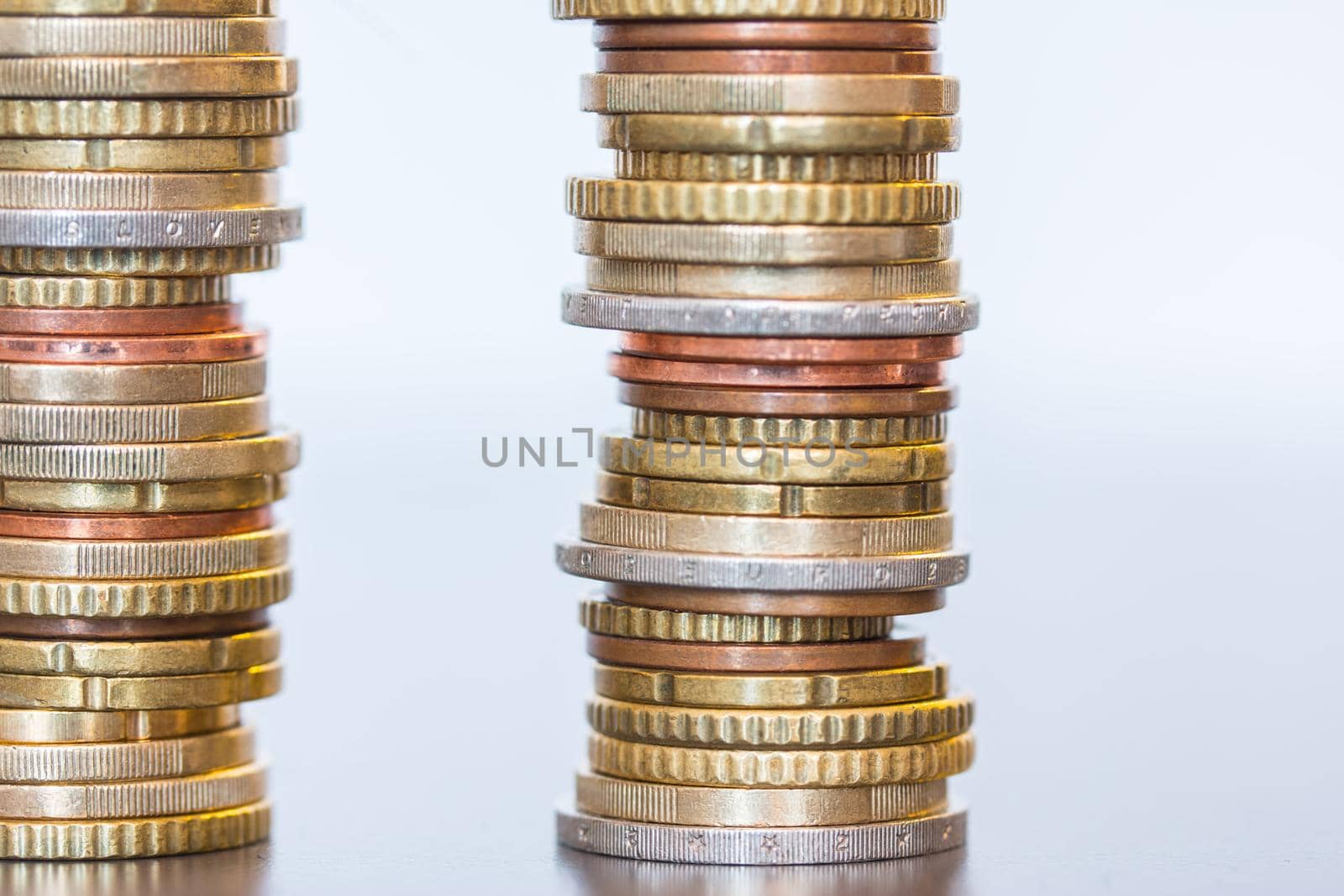 Coins stacked on each other, close up picture, money concept