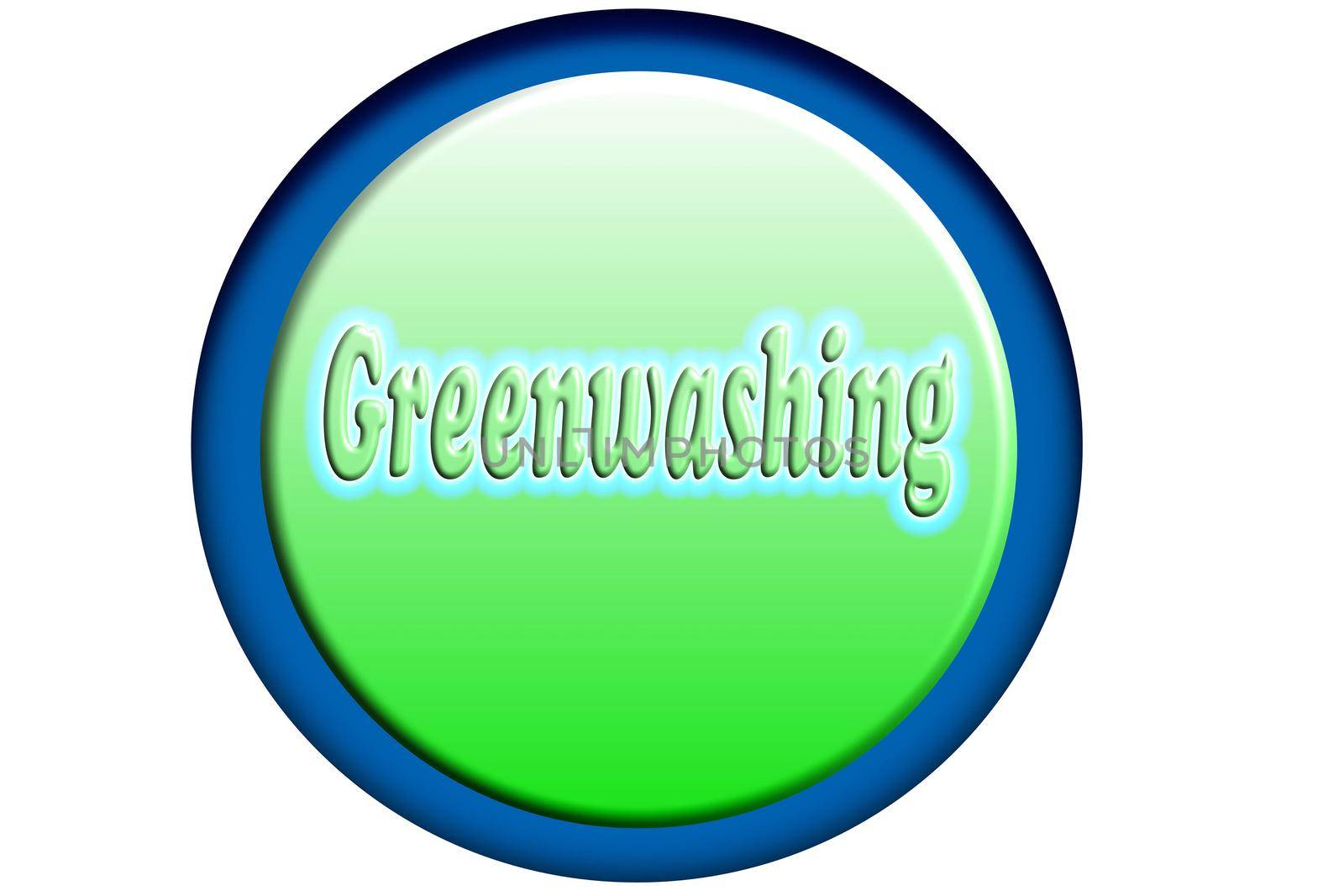 Greenwashing, misleading marketing. Button 3D greenwashing and marketing - sales and advertising.