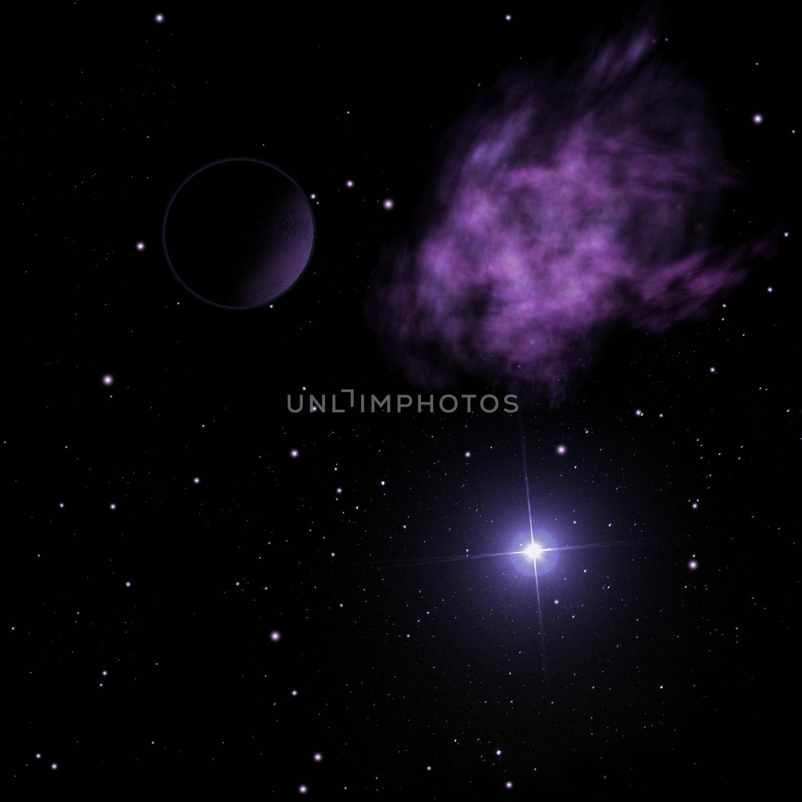 Planet in a space against stars and nebula. Elements of this image furnished by NASA 3D rendering.