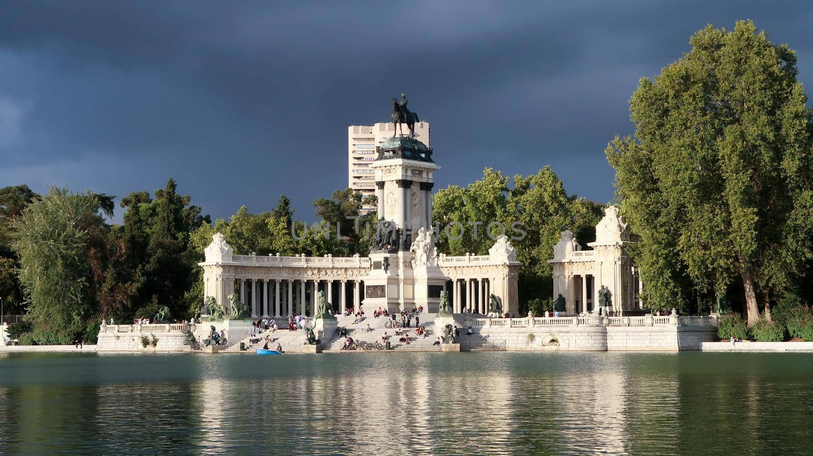 Monument to Alfonso XII in the Parque del Buen Retiro "Park of the Pleasant Retreat" in Madrid, Spain