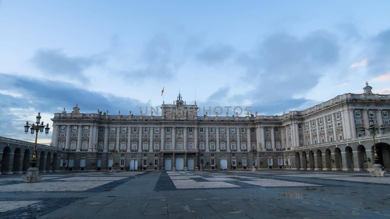 Royal Palace in Madrid after a rainy day