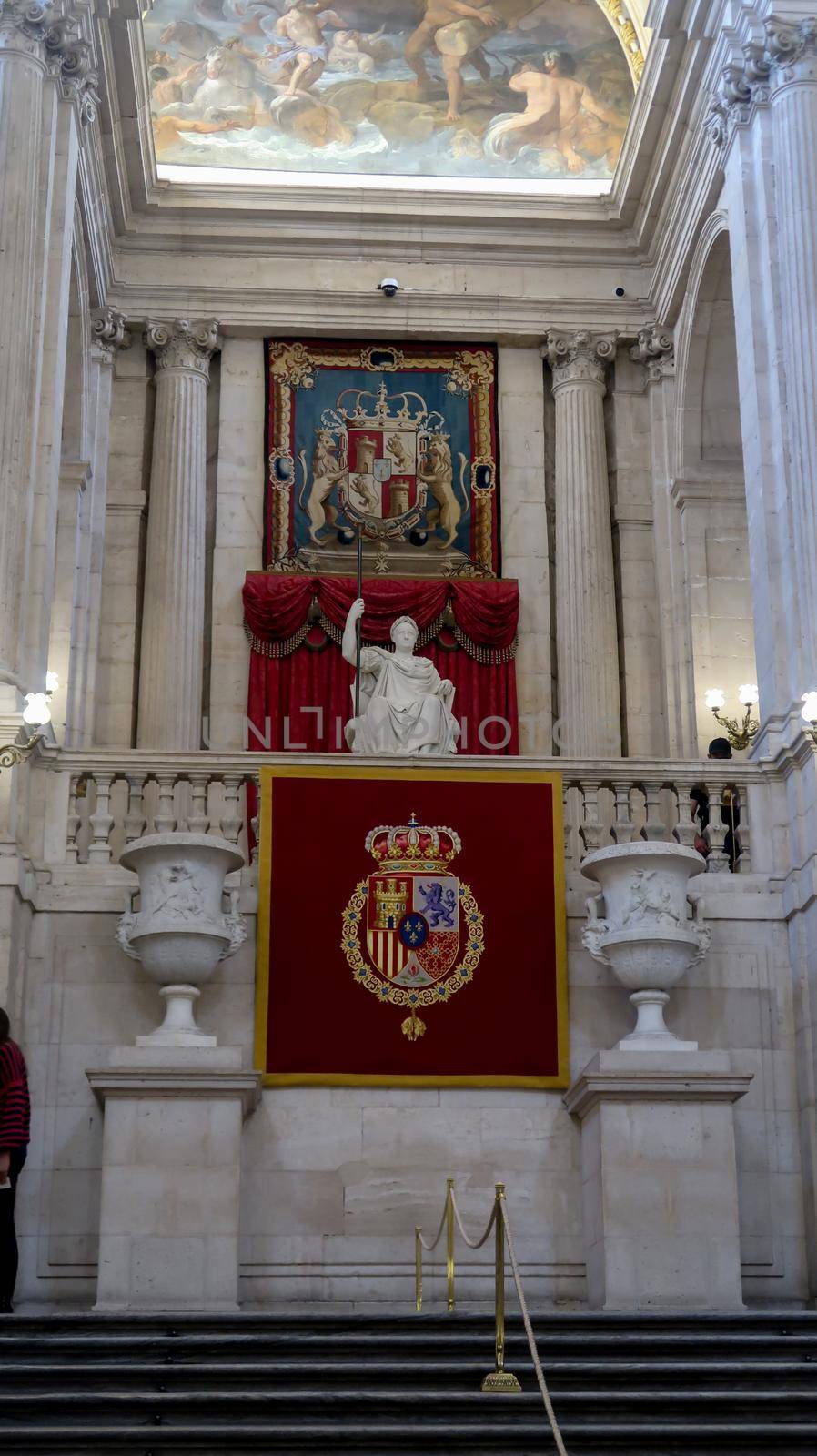 Madrid, Spain - 21 - September - 2020: Interior view of the Royal Palace of Madrid