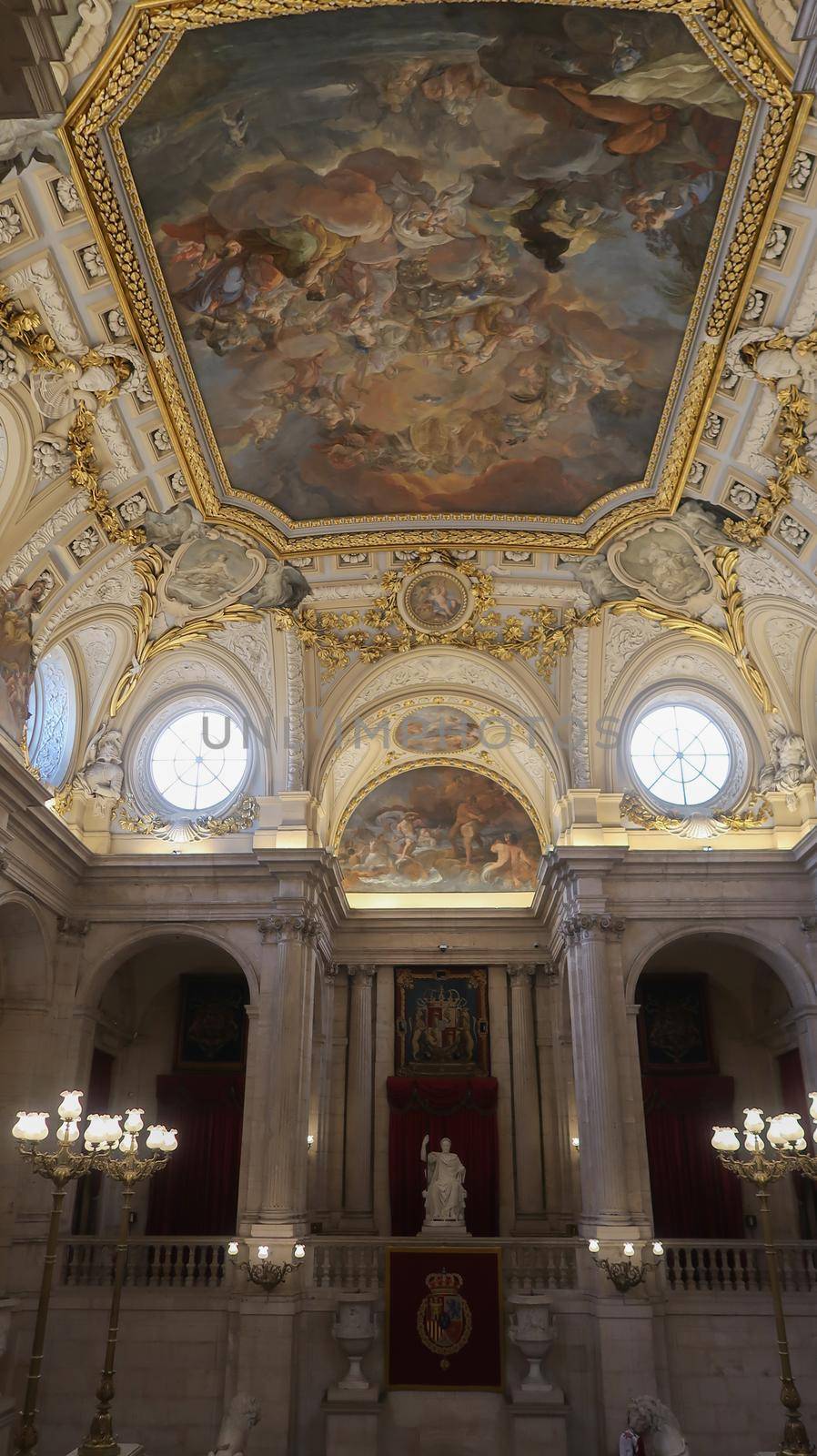 Madrid, Spain - 21 - September - 2020: Interior view of the Royal Palace of Madrid