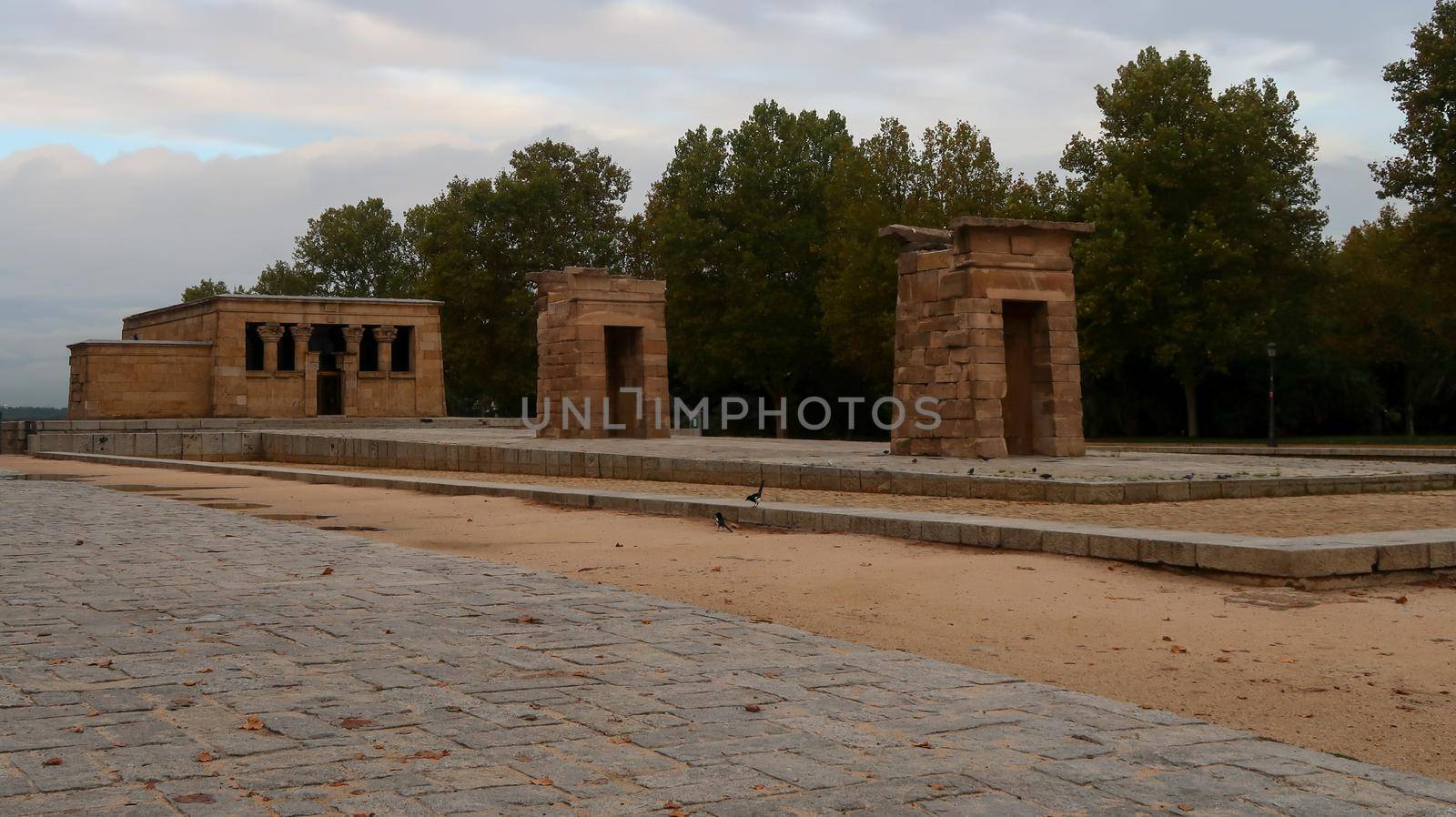 Temple of Debod during a cloudy day in Madrid, Spain