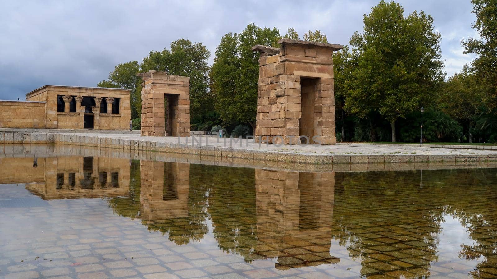 Temple of Debod reflection during day, Madrid, Spain by codrinn