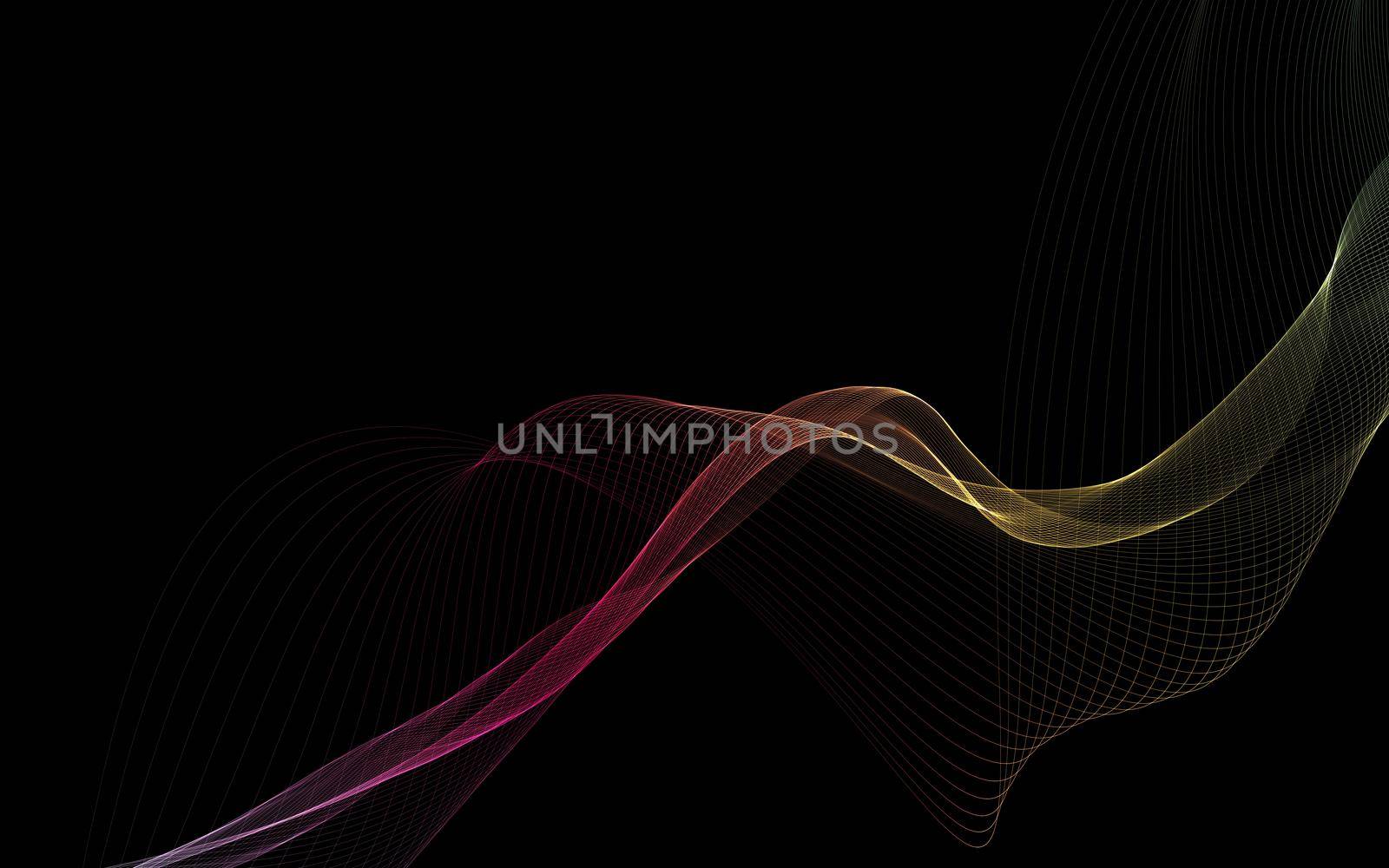 Dark abstract background with a glowing abstract waves by teerawit