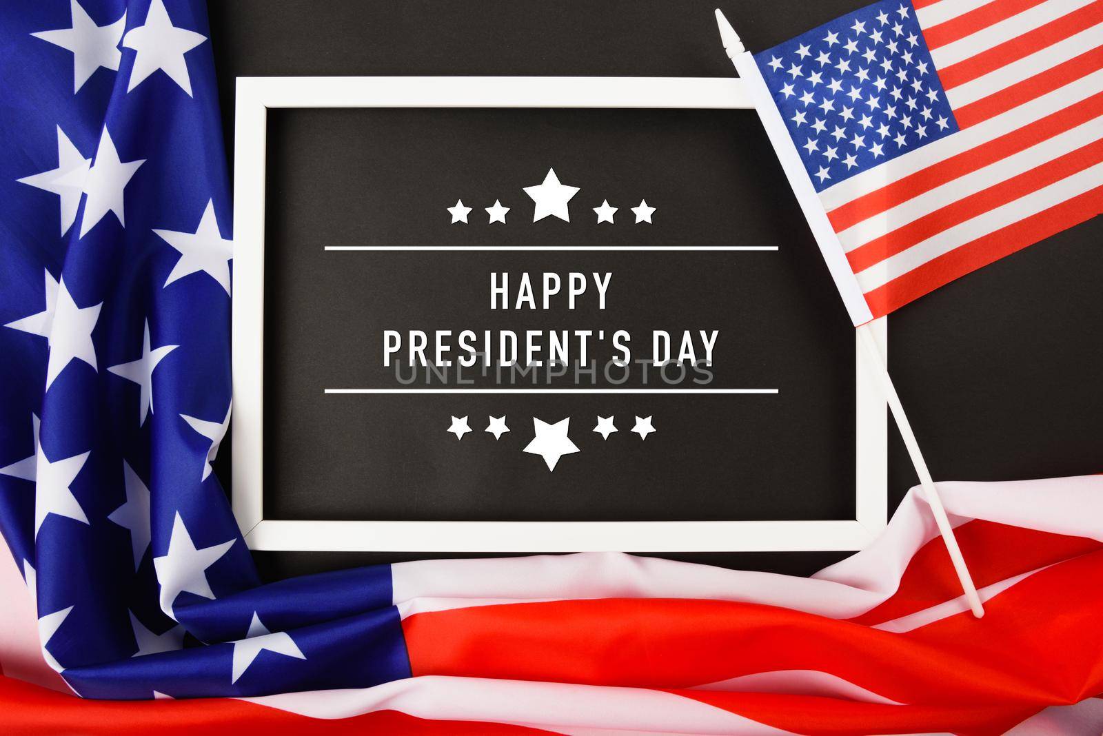 American or USA Flag with "HAPPY PRESIDENT'S DAY" text by Sorapop