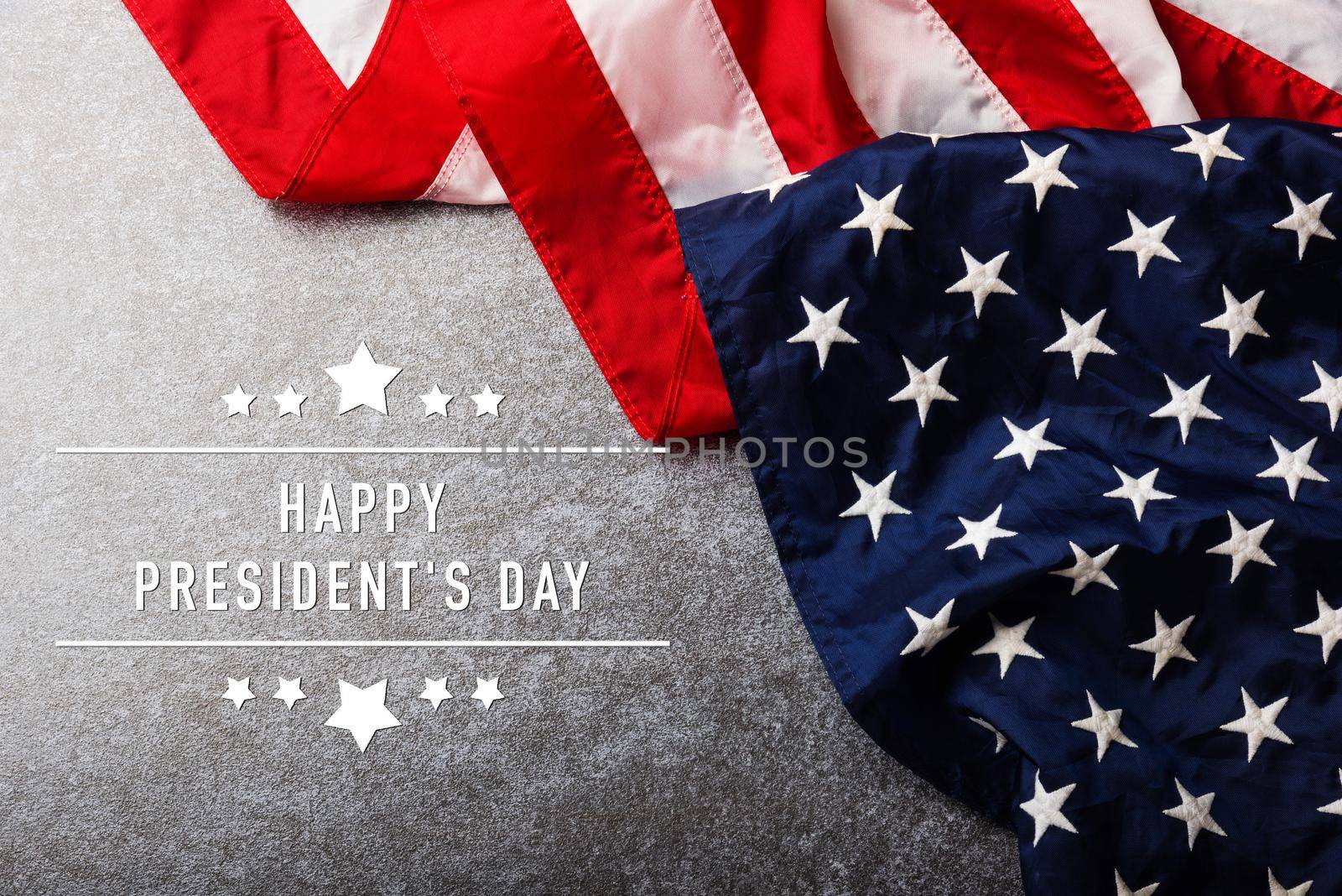 American or USA Flag with "HAPPY PRESIDENT'S DAY" text by Sorapop