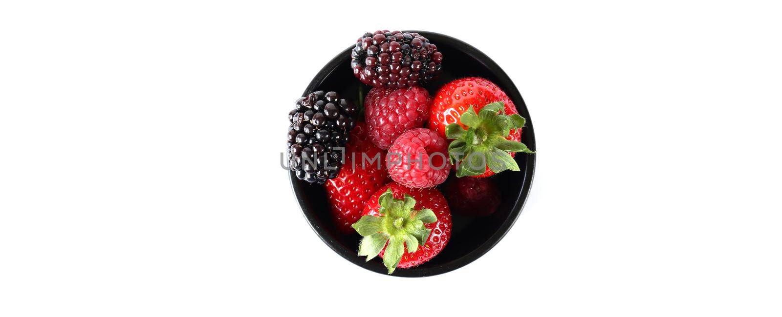 healthy breakfast with berries strawberries on white background