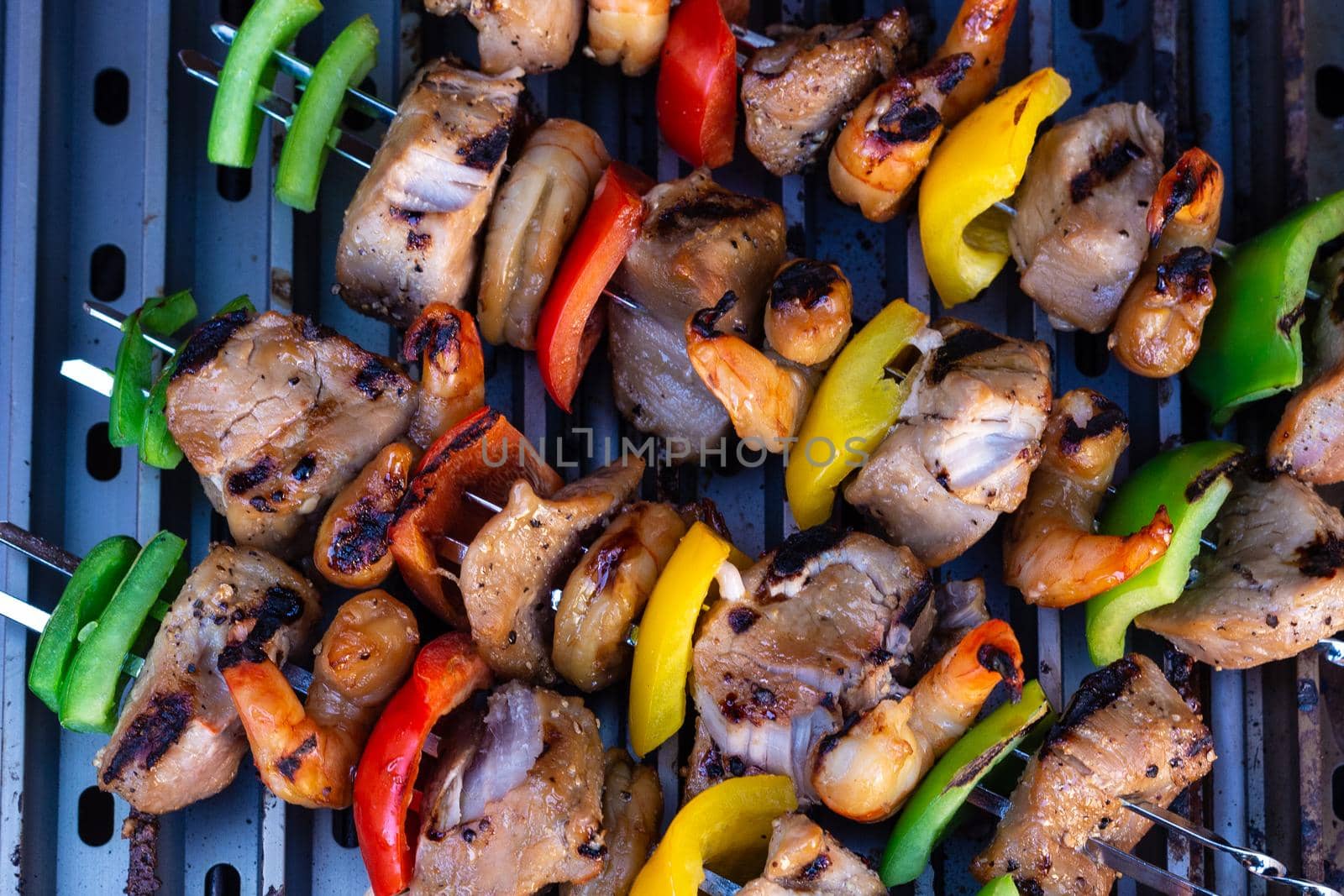 Eastern surf & turf skewer on the grill by mlechanteur