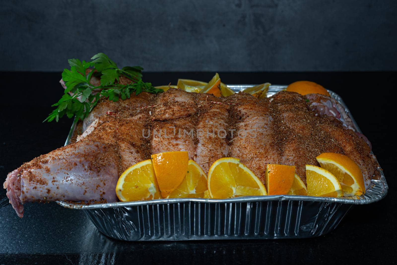 Thanksgiving baby turkey stuffed with ground chicken and nuts