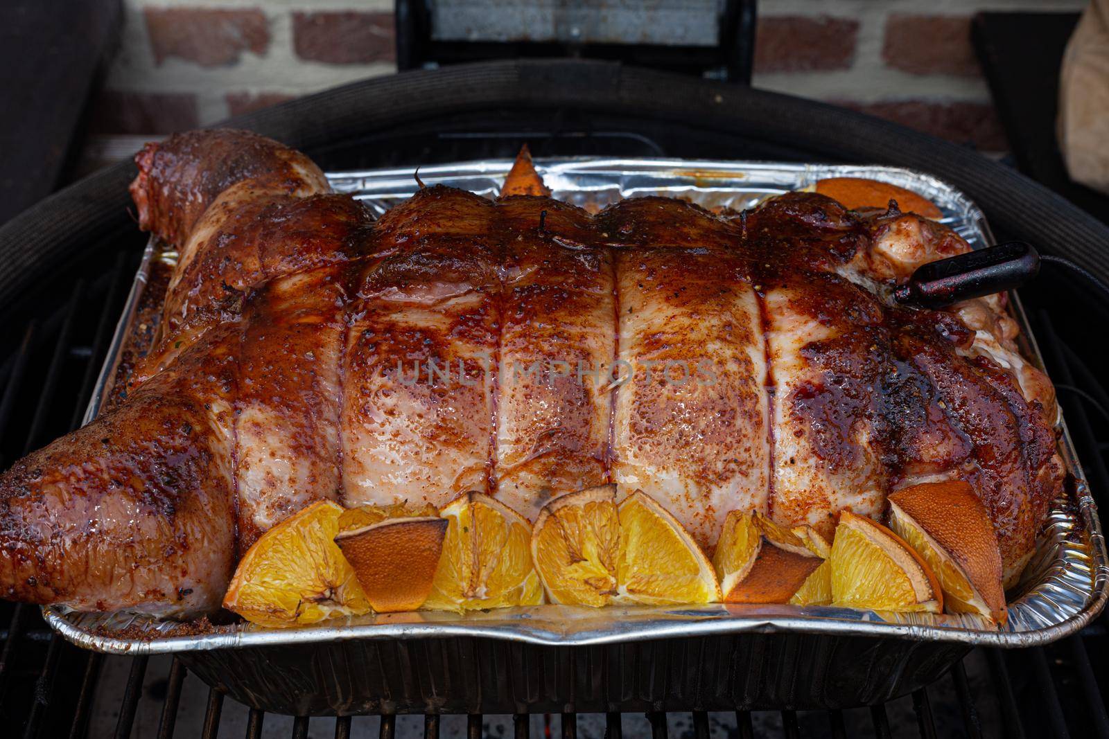 Thanksgiving baby turkey stuffed with ground chicken and nuts