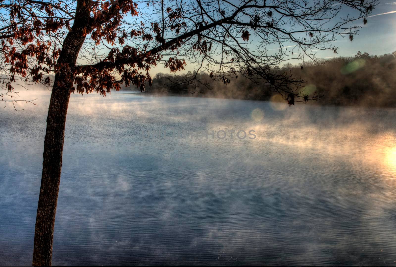 Chilly, misty morning on Lake DeSoto, Arkansas