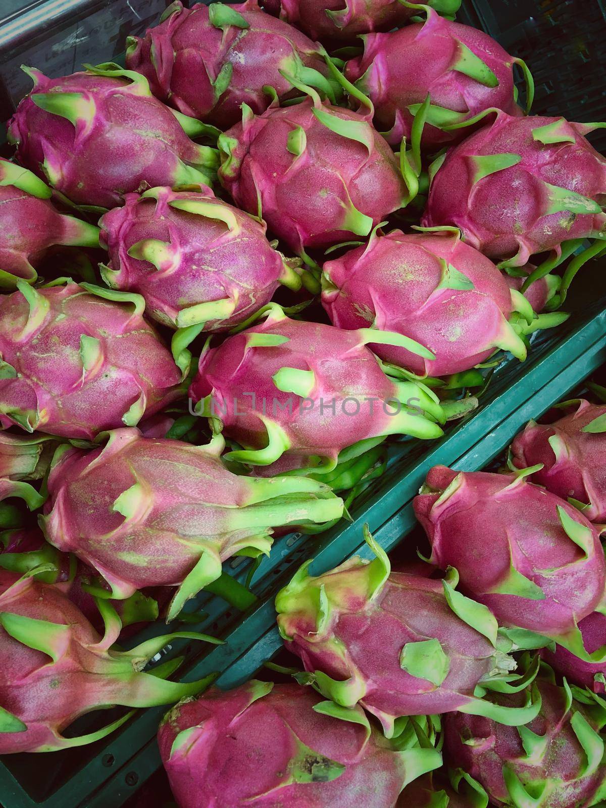 Dragon fruit in the market in thailand by NarinNonthamand