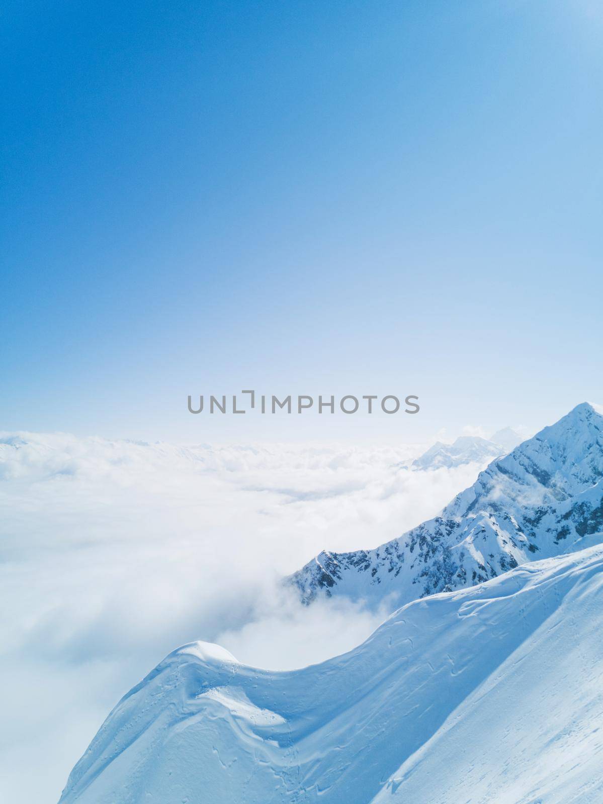 Top of mountains, panoramic view, winter alps landscape