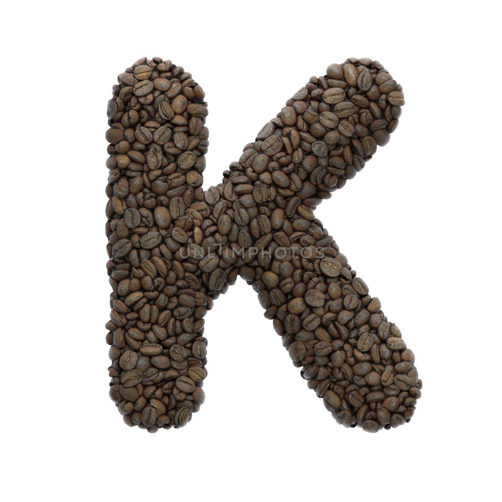 Coffee letter K - Capital 3d roasted beans font - suitable for Coffee, energy or insomnia related subjects by chrisroll