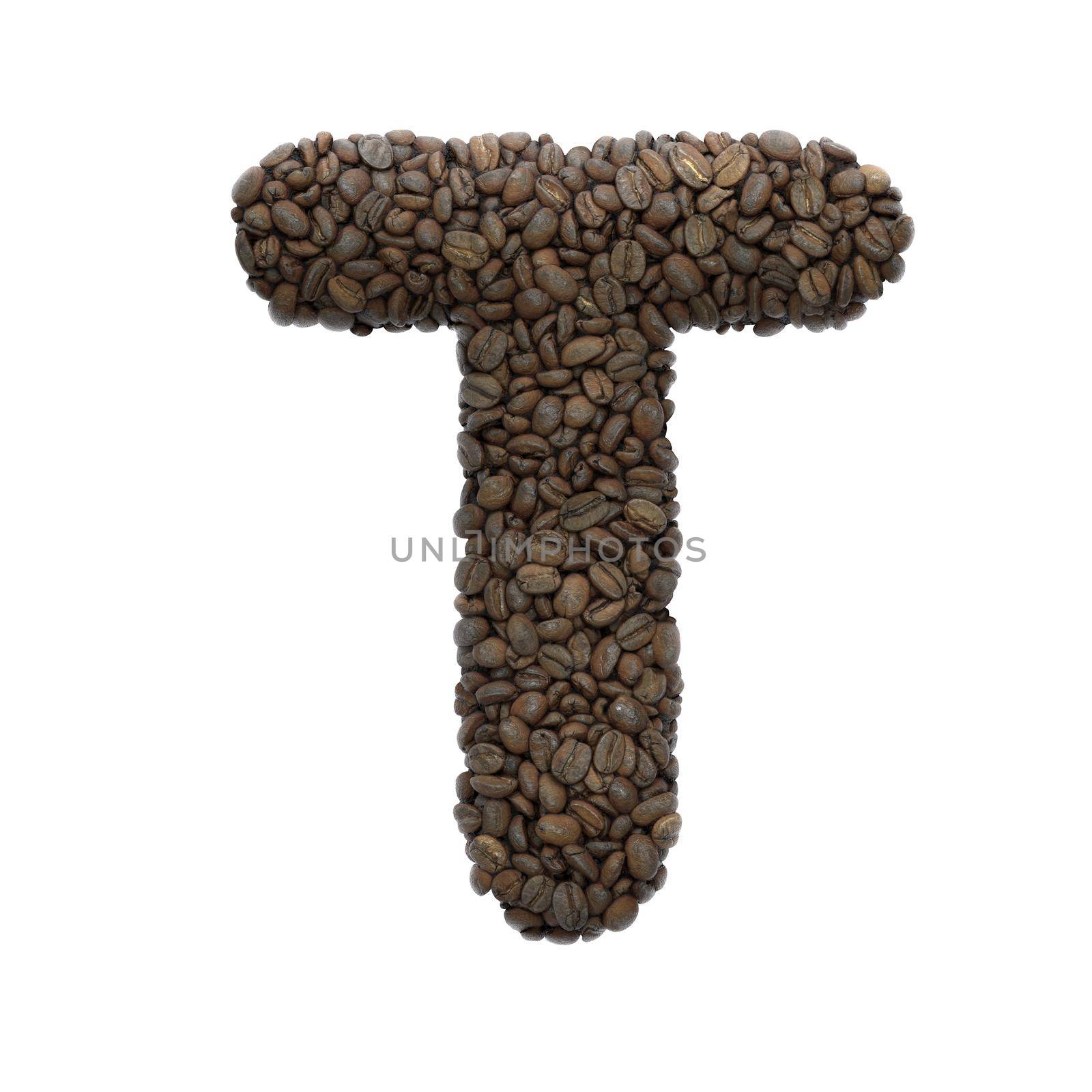 Coffee letter T - Uppercase 3d roasted beans font - suitable for Coffee, energy or insomnia related subjects by chrisroll