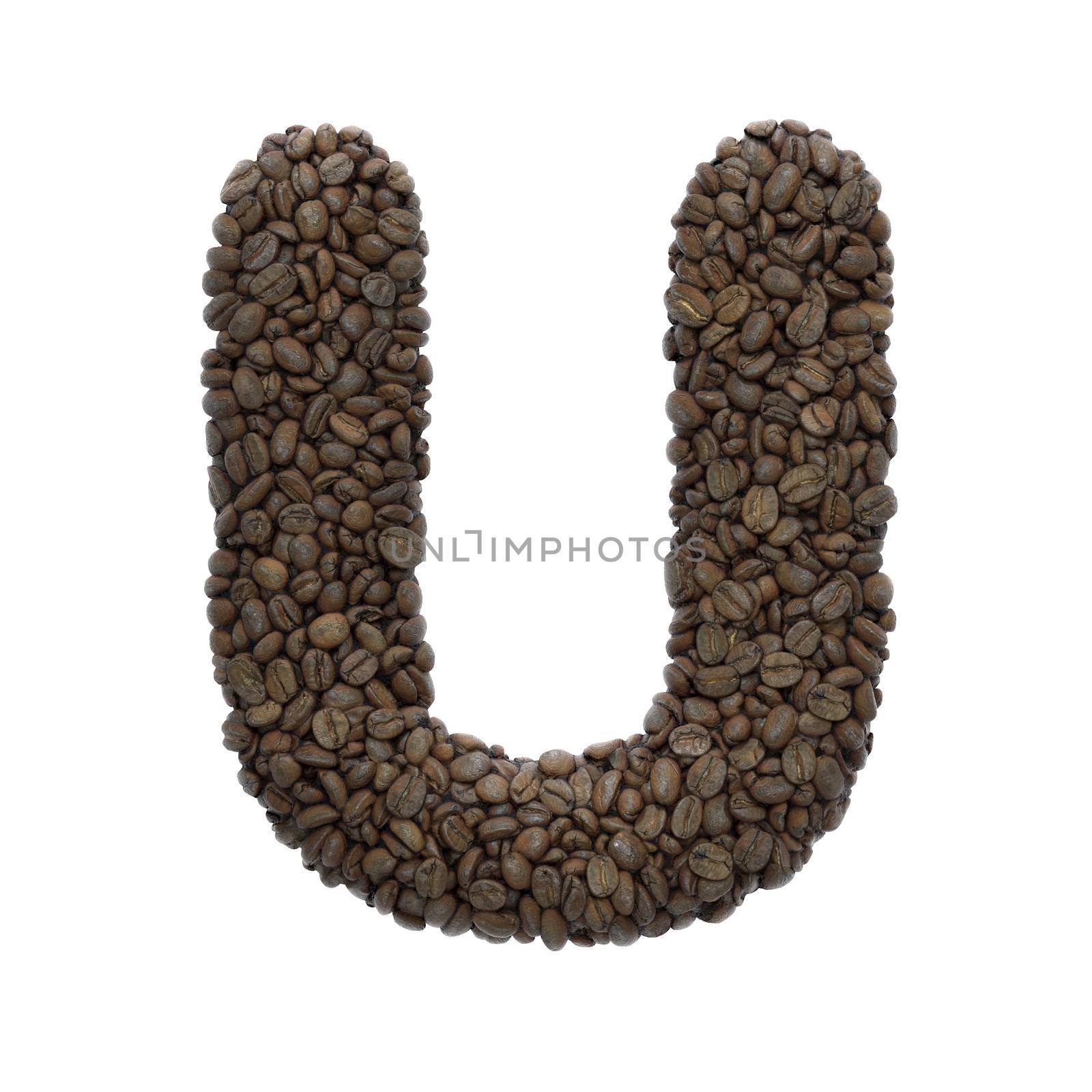 Coffee letter U - Capital 3d roasted beans font - suitable for Coffee, energy or insomnia related subjects by chrisroll