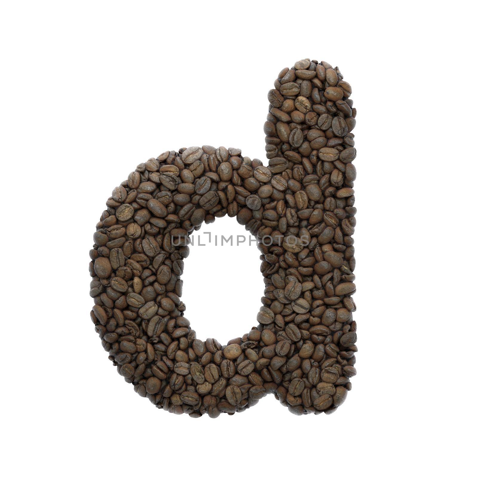 Coffee letter D - Lowercase 3d roasted beans font - Suitable for Coffee, energy or insomnia related subjects by chrisroll