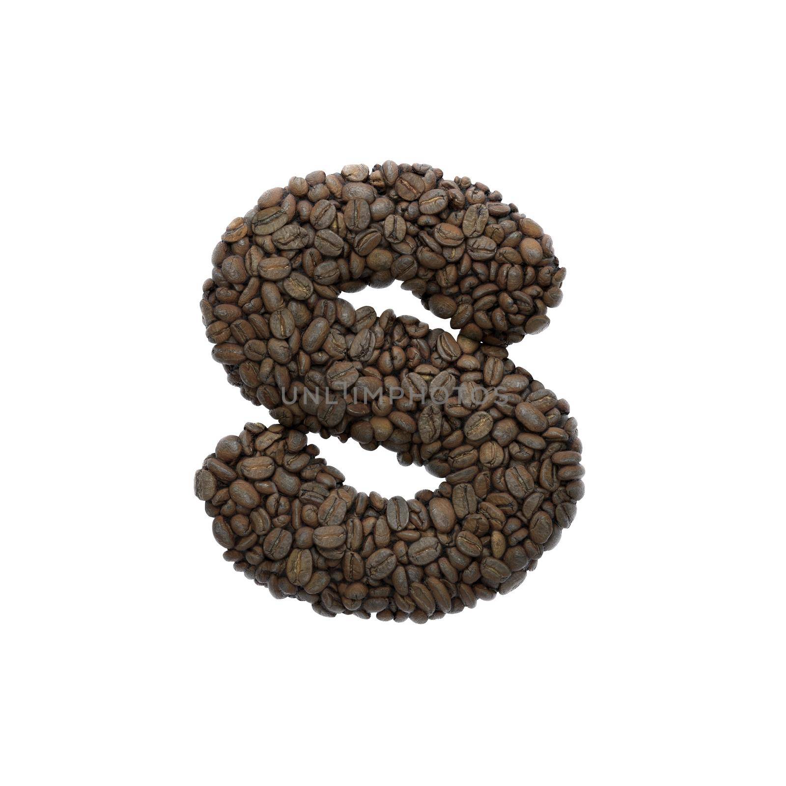 Coffee letter S - Lowercase 3d roasted beans font - Suitable for Coffee, energy or insomnia related subjects by chrisroll