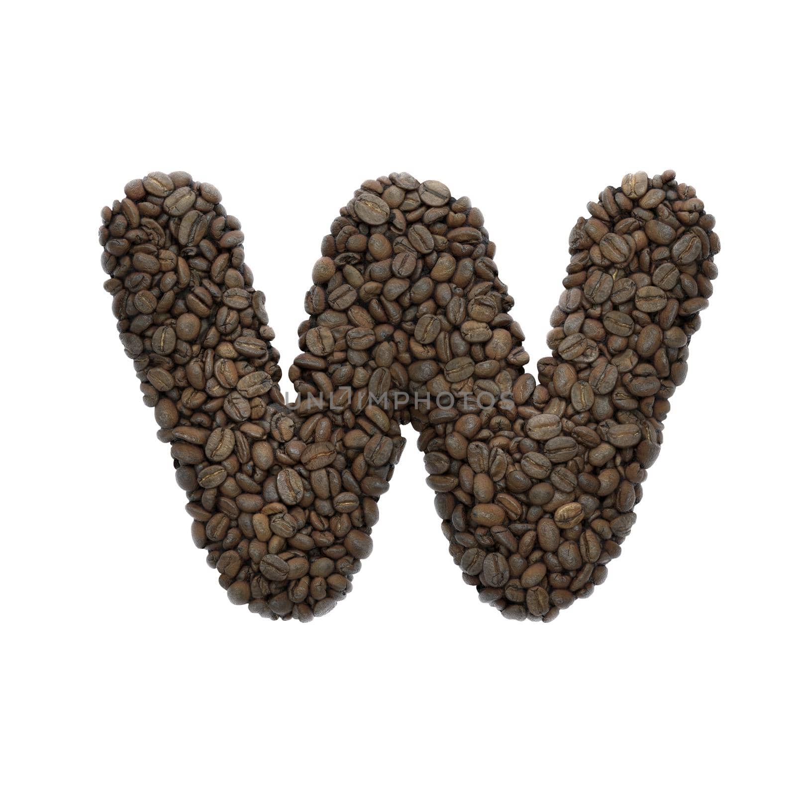 Coffee letter W - Lower-case 3d roasted beans font - Suitable for Coffee, energy or insomnia related subjects by chrisroll
