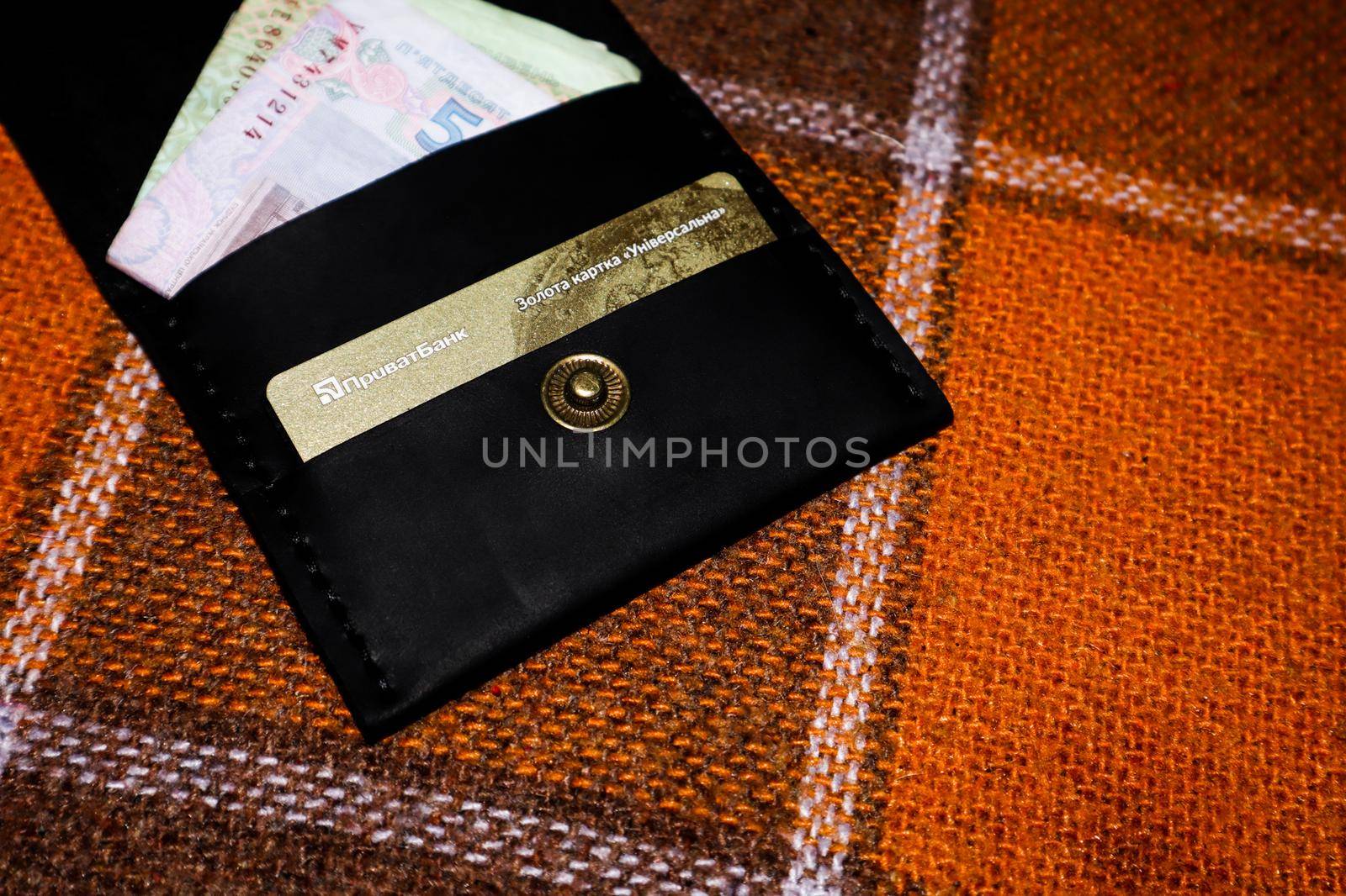 Leather wallet with cards and money by SemFid