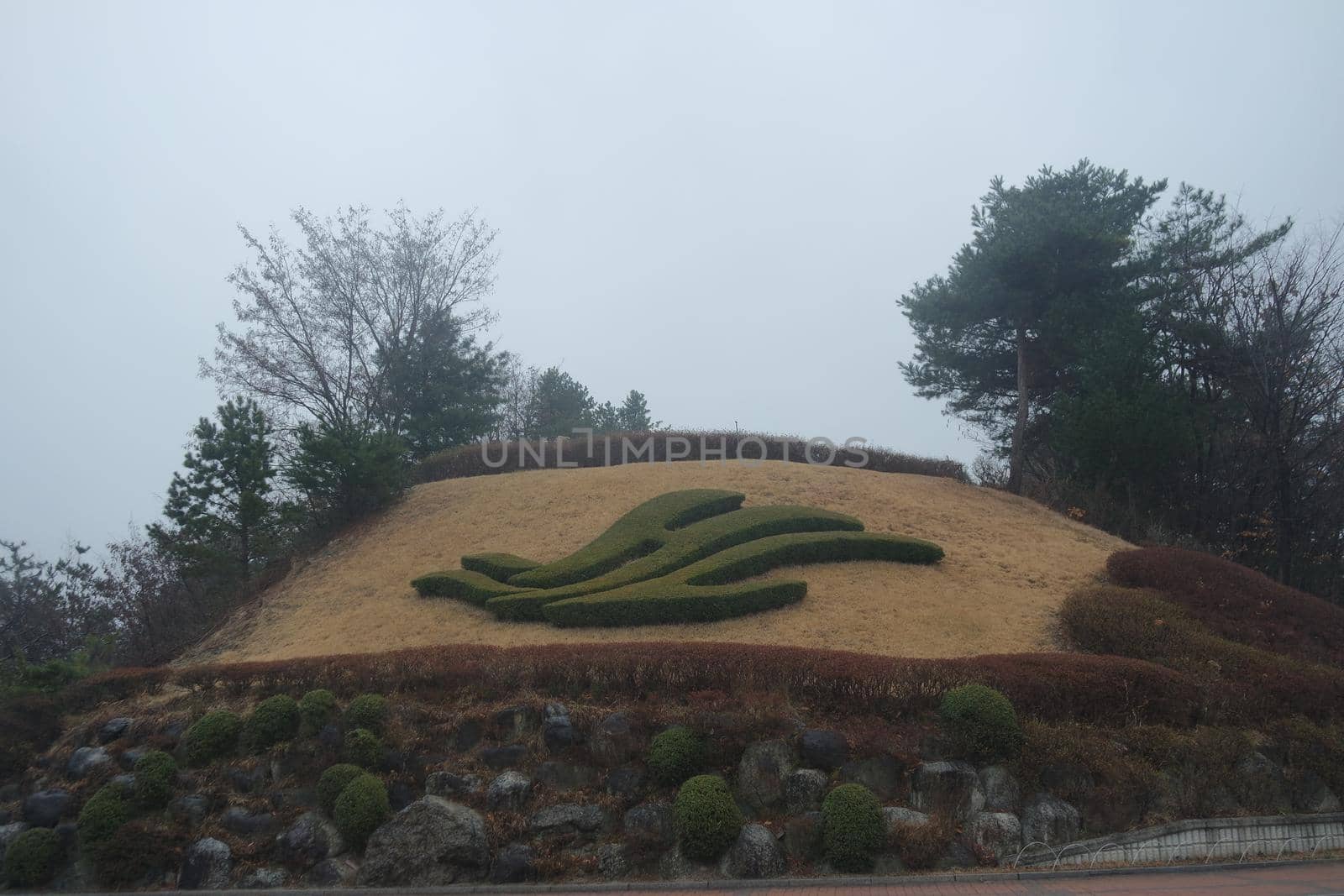 A beautiful grass cutting shape on a small mountain by Photochowk