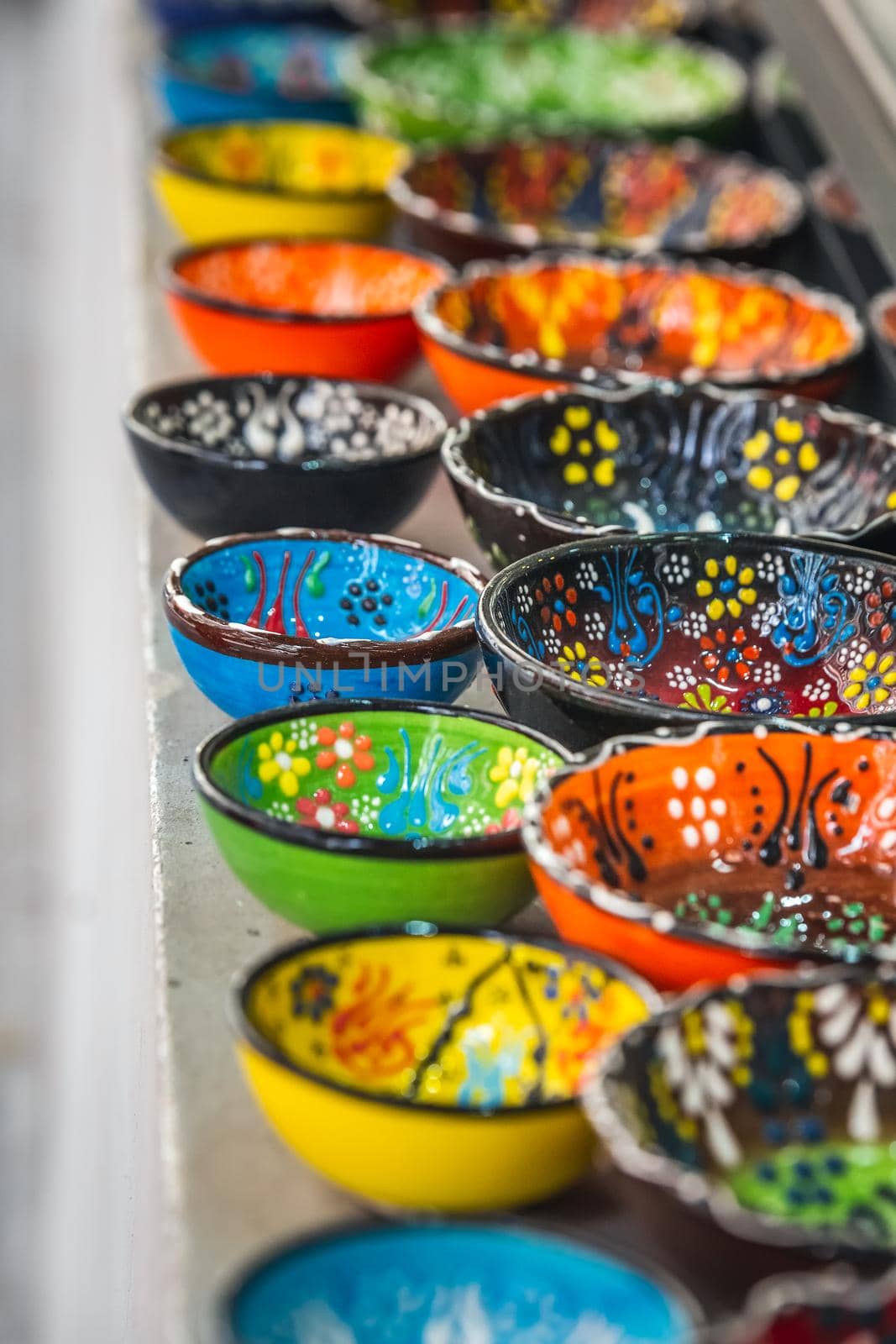 Turkish ceramics in the Grand Bazaar in Istanbul, Turkey.
