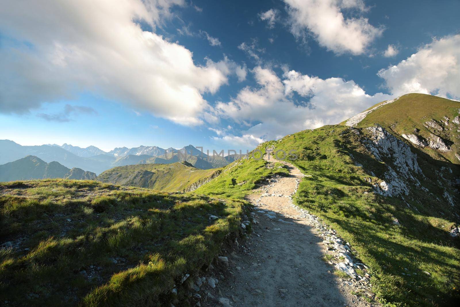 Trial to the peak in Carpathian Mountains.