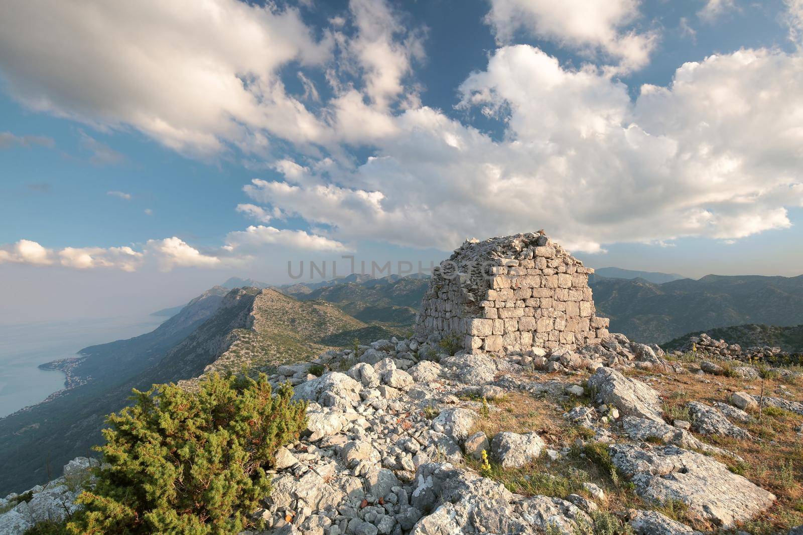 Old building on top of the Dinaric Mountains in Croatia.