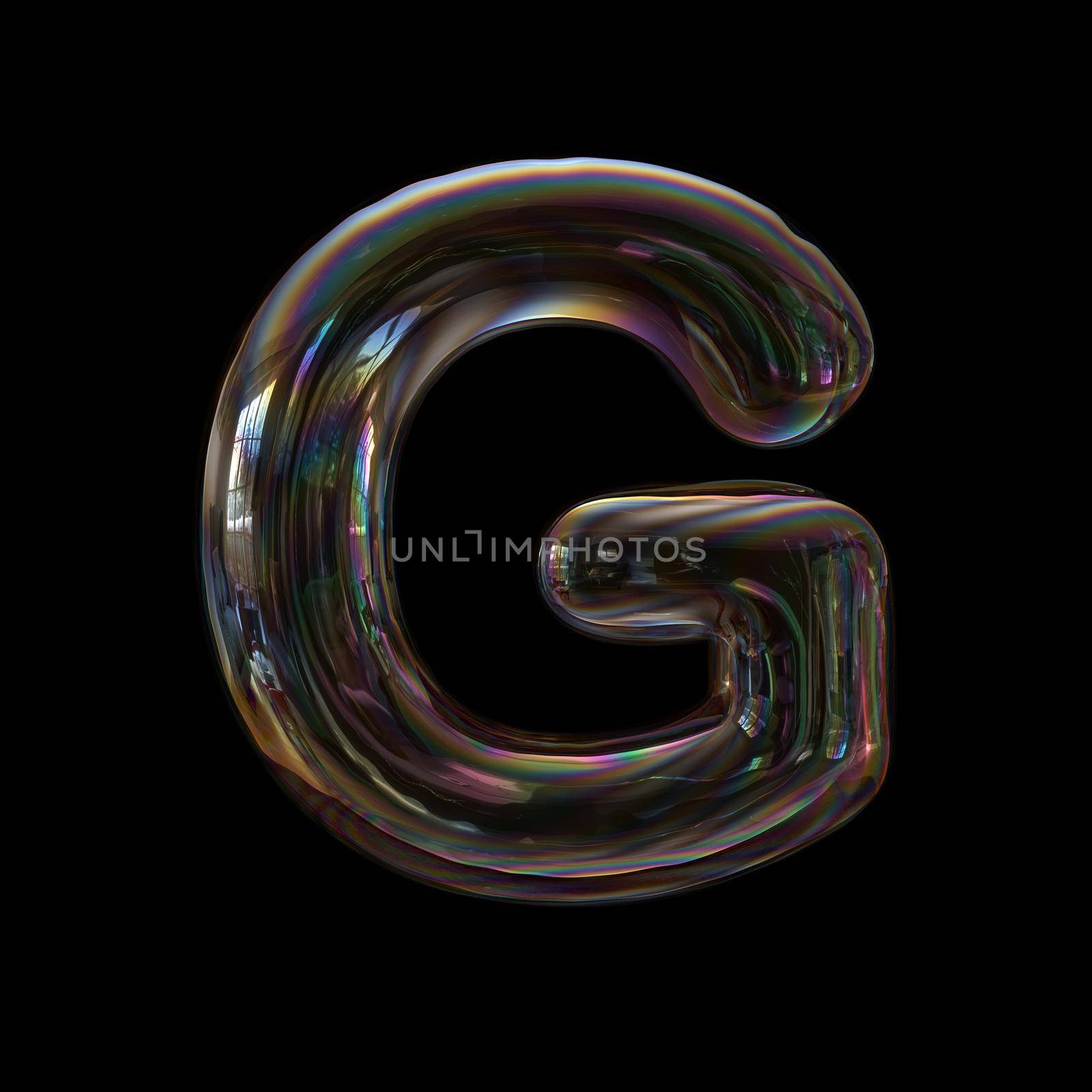 Upper-case bubble character G - Capital 3d font by chrisroll
