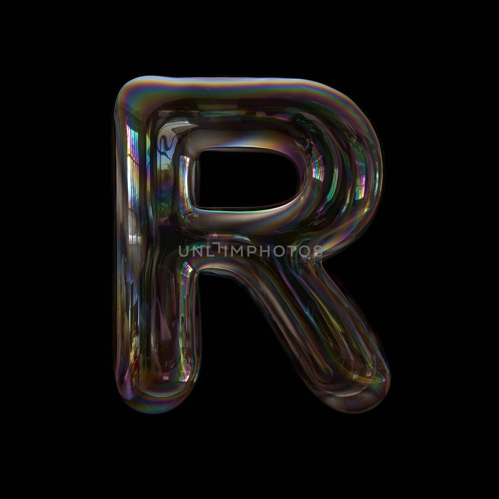 bubble writing alphabet letter R - Upper-case 3d font isolated on a black background.
This 3d font collection is well-suited for various creative projects including but not limited to : Childhood. events. nature...