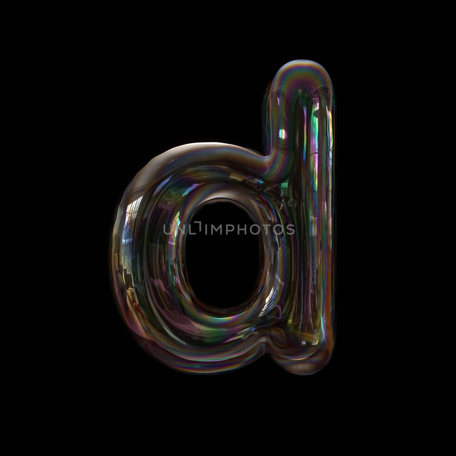soap bubble alphabet letter D - Lowercase 3d font by chrisroll